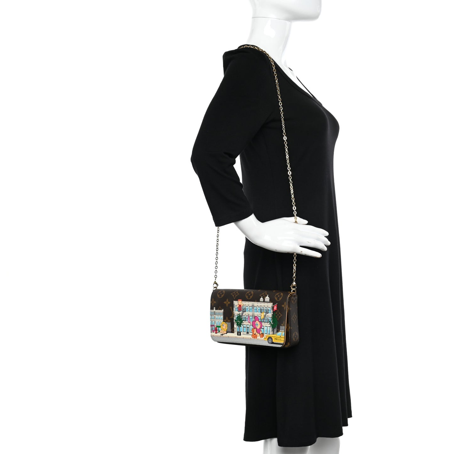 Monogram 2022 Christmas Animation New York Soho Pochette Felicie Chain Wallet Yellow