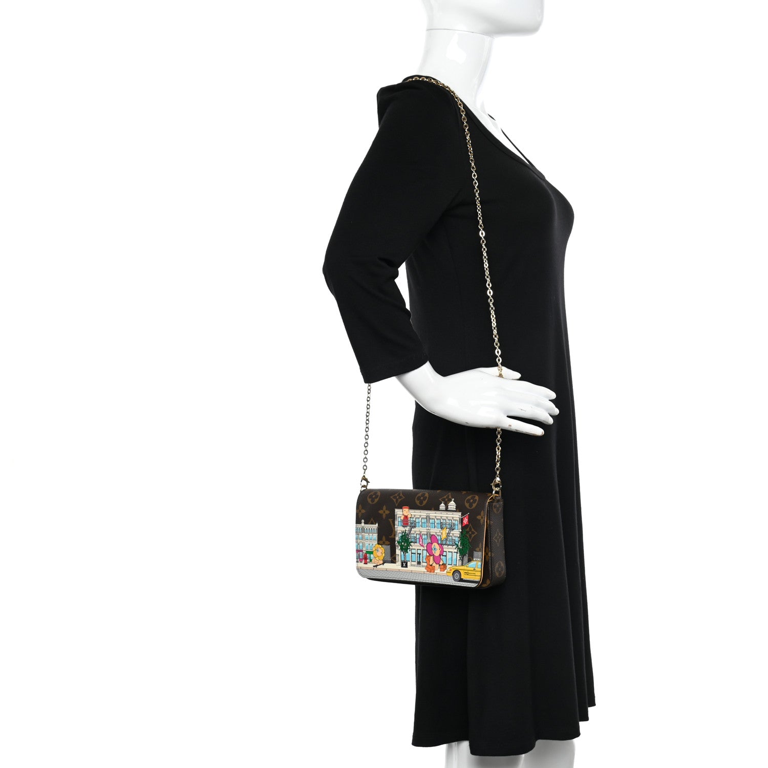 Louis Vuitton Monogram 2022 Christmas Animation New York Soho Pochette Felicie Chain Wallet Yellow 2 of 10