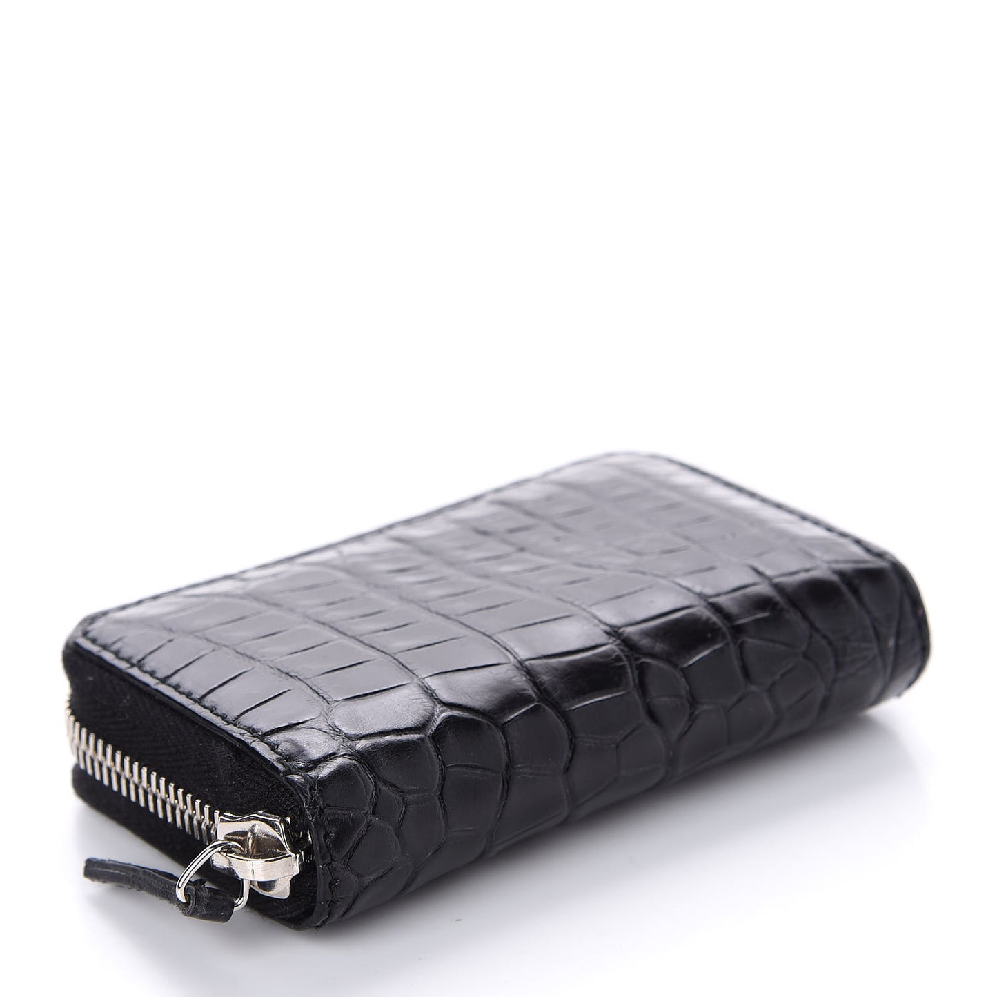 Crocodile Zip Around Card Case Black