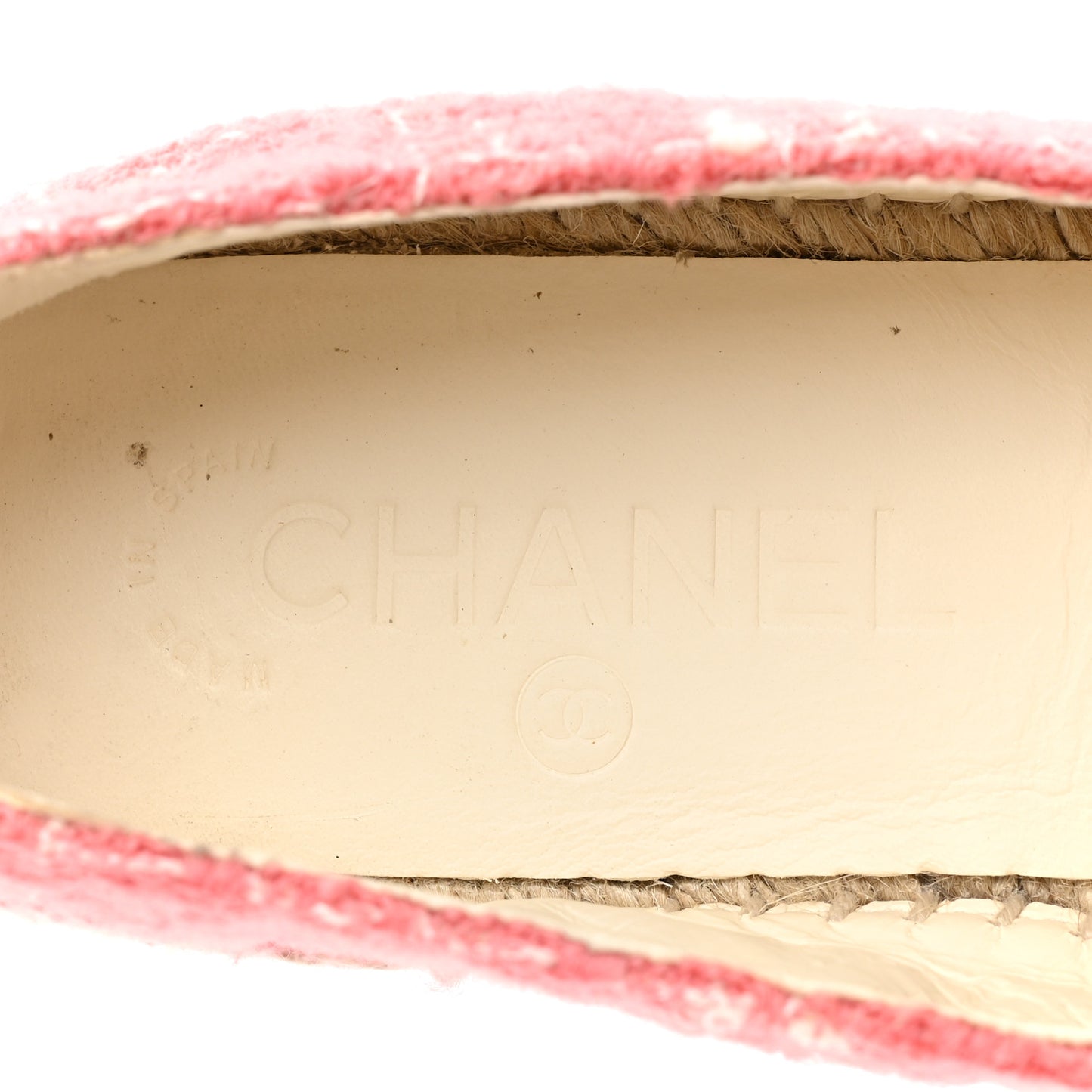 Tweed Grosgrain CC Espadrilles 38 Pink
