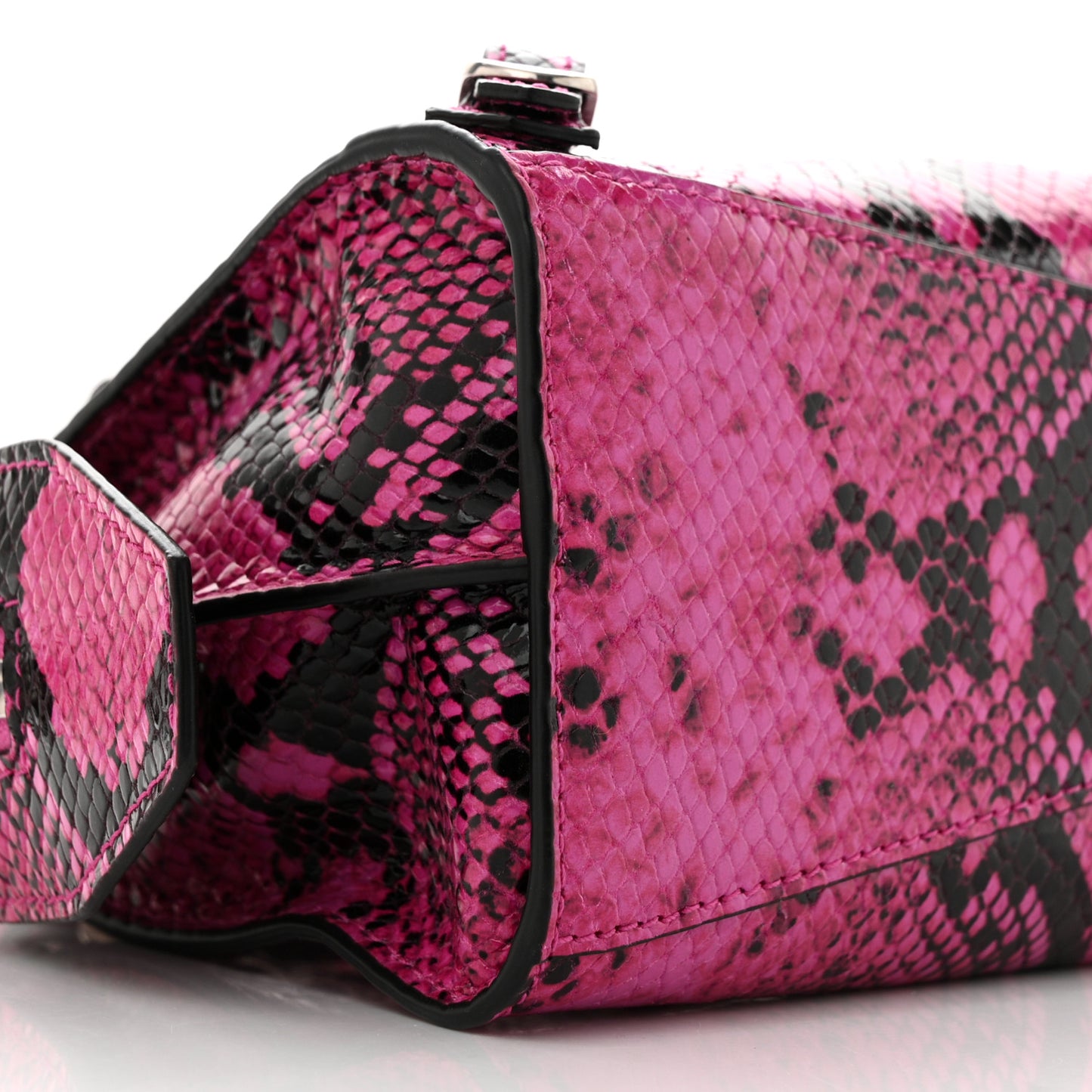 Calfskin Python Effect Neo Classic Silver Hardware Mini City Fuchsia Black