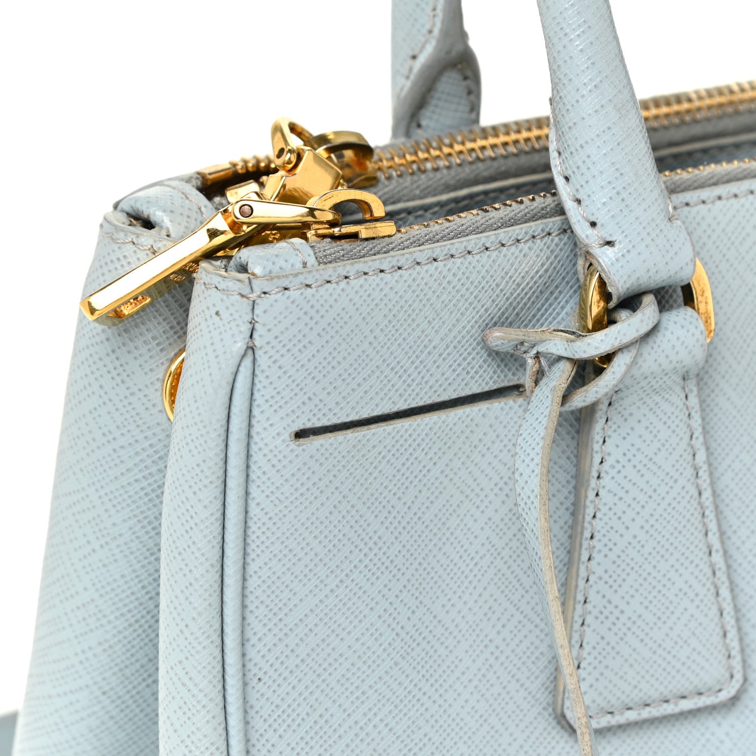 Prada Saffiano Lux Mini Double Zip Tote Lago 11 of 17