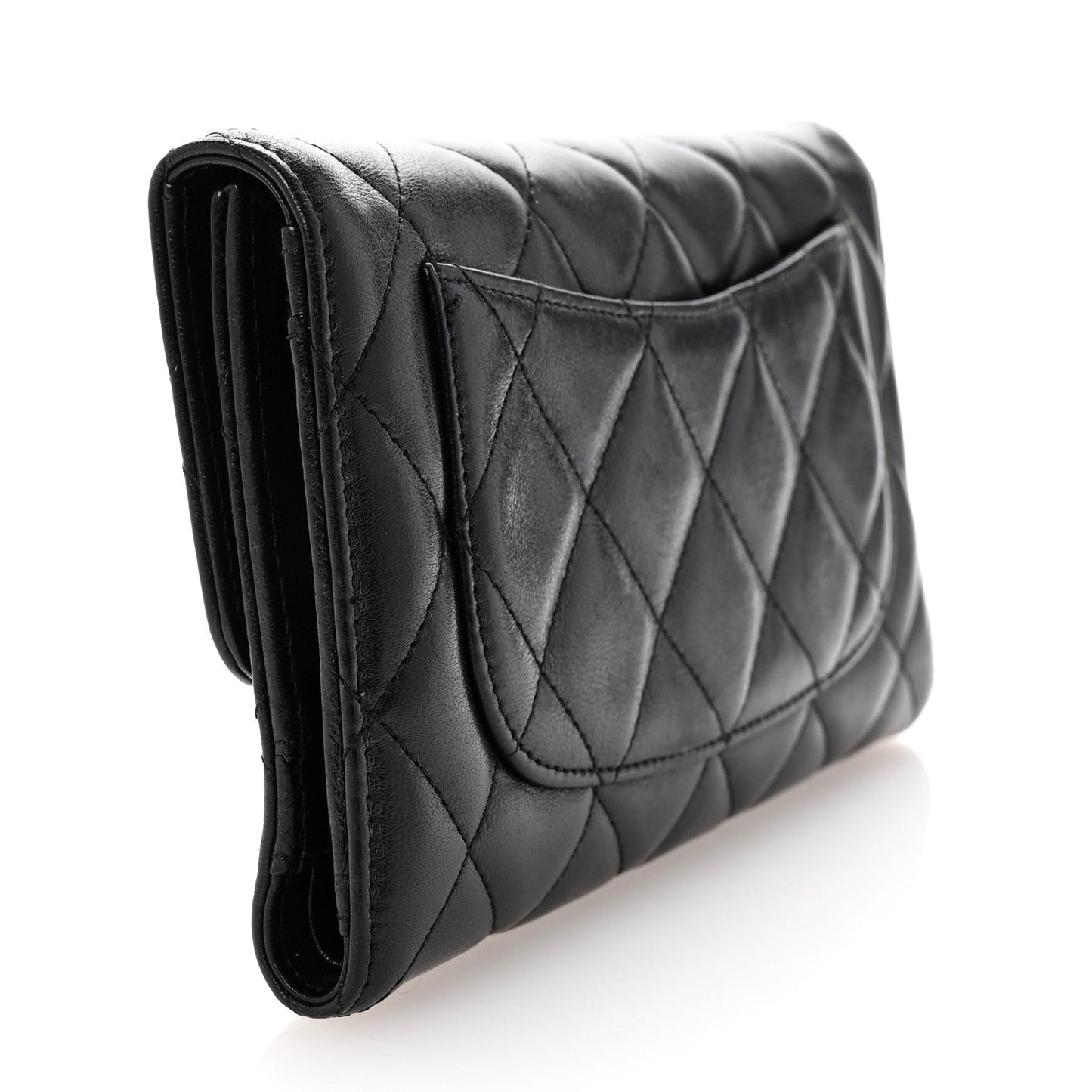Aged Calfskin Quilted Large Reissue Gusset Flap Wallet Black