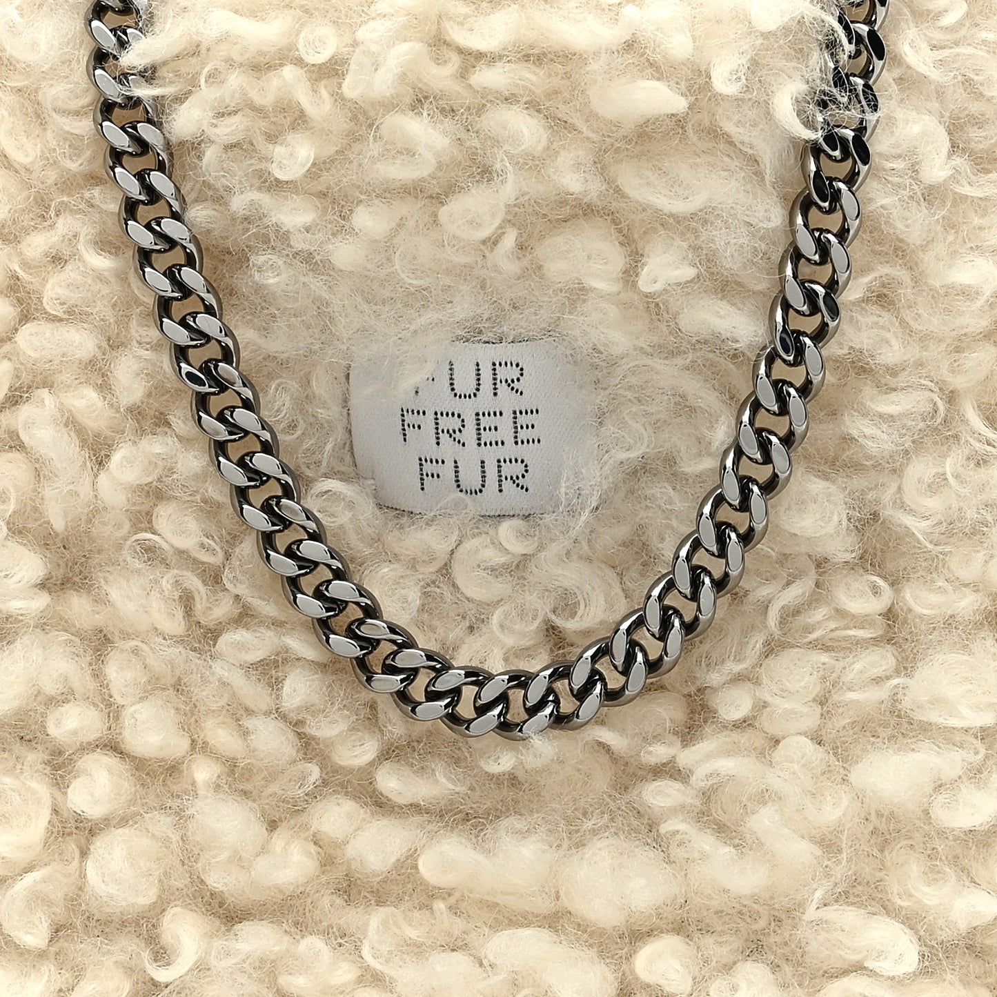 Wool Fur Small Falabella Tote White