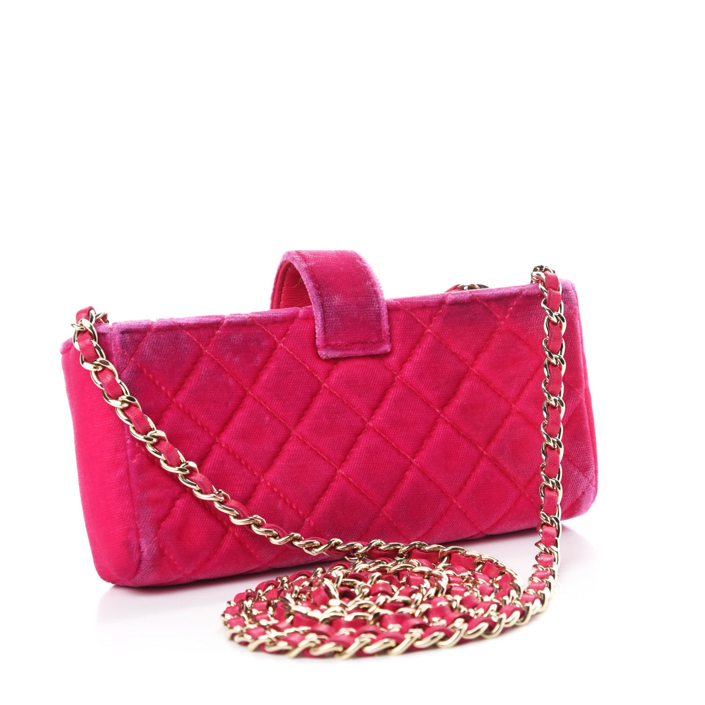 Velvet Quilted Mini Phone Holder Crossbody Bag Pink