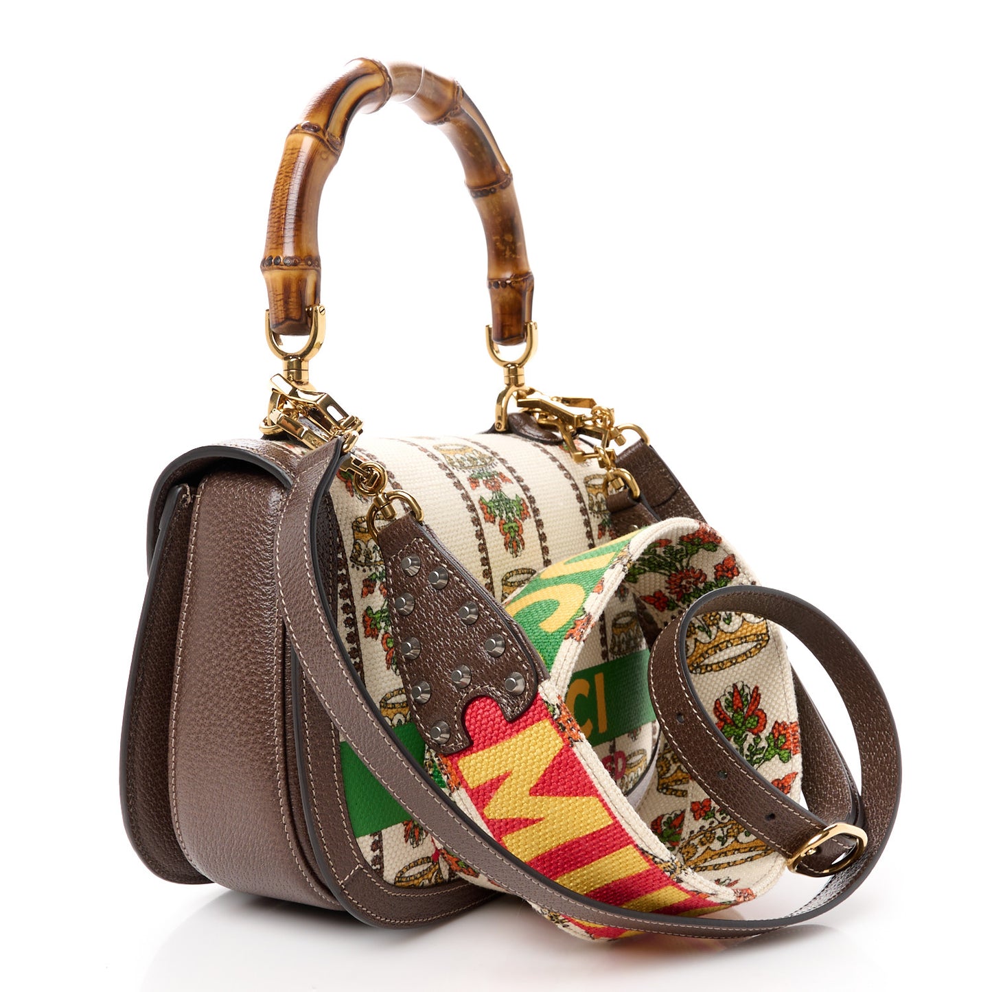 Canvas Calfskin 100 Centennial Music Medium Bamboo 1947 Top Handle Bag Multicolor