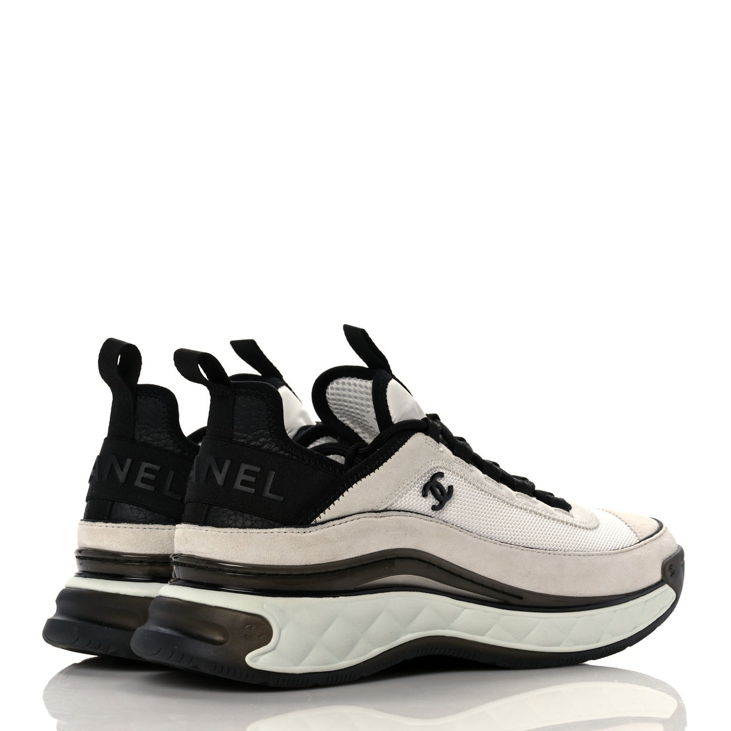 Fabric Suede Calfskin CC Sneakers 39.5 White Light Grey