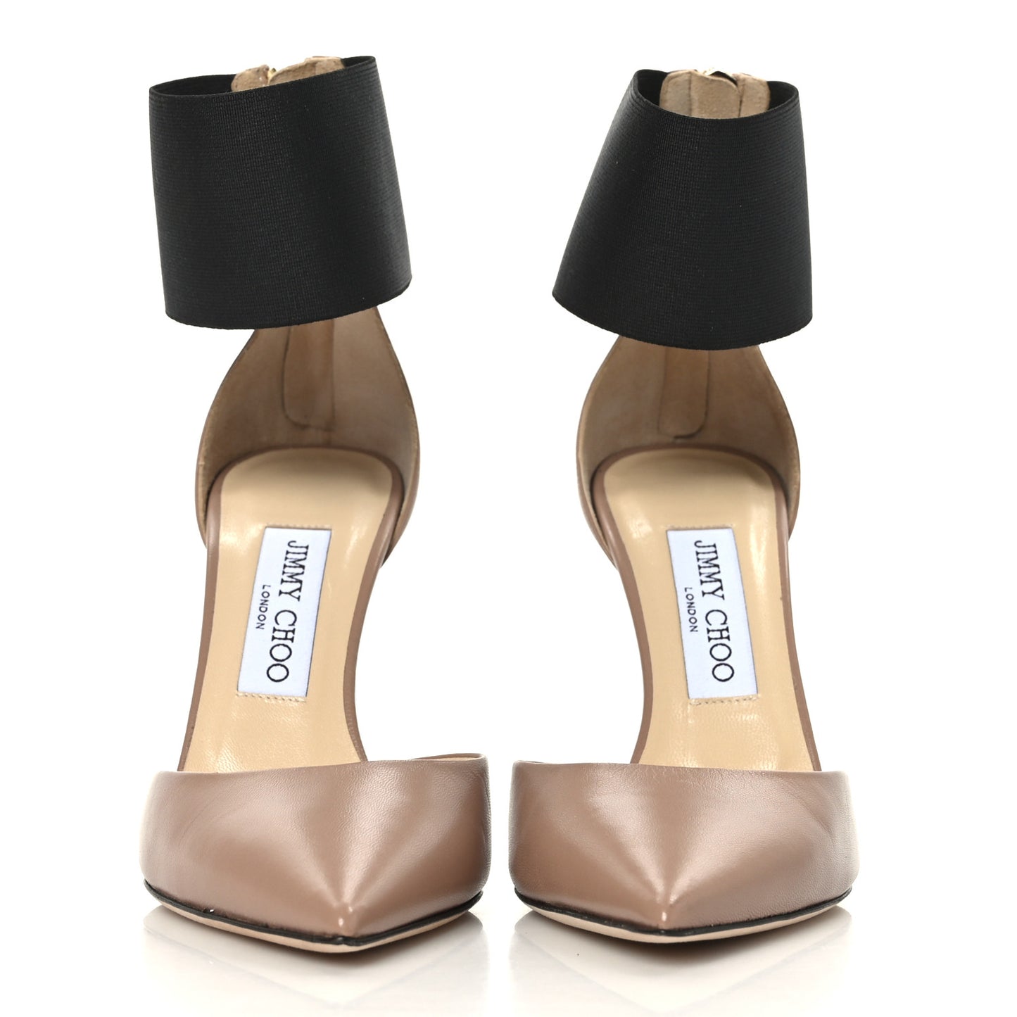 Calfskin Trinny Ankle Strap 100 Pumps 37.5 Ballet Pink Black
