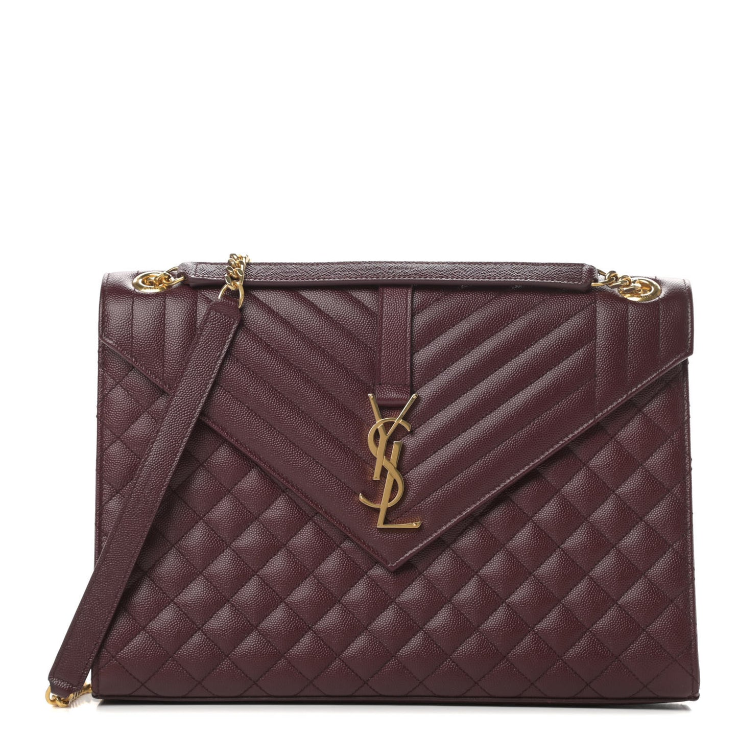 Grain De Poudre Mixed Matelasse Large Triquilt Monogram Satchel Rouge Legion