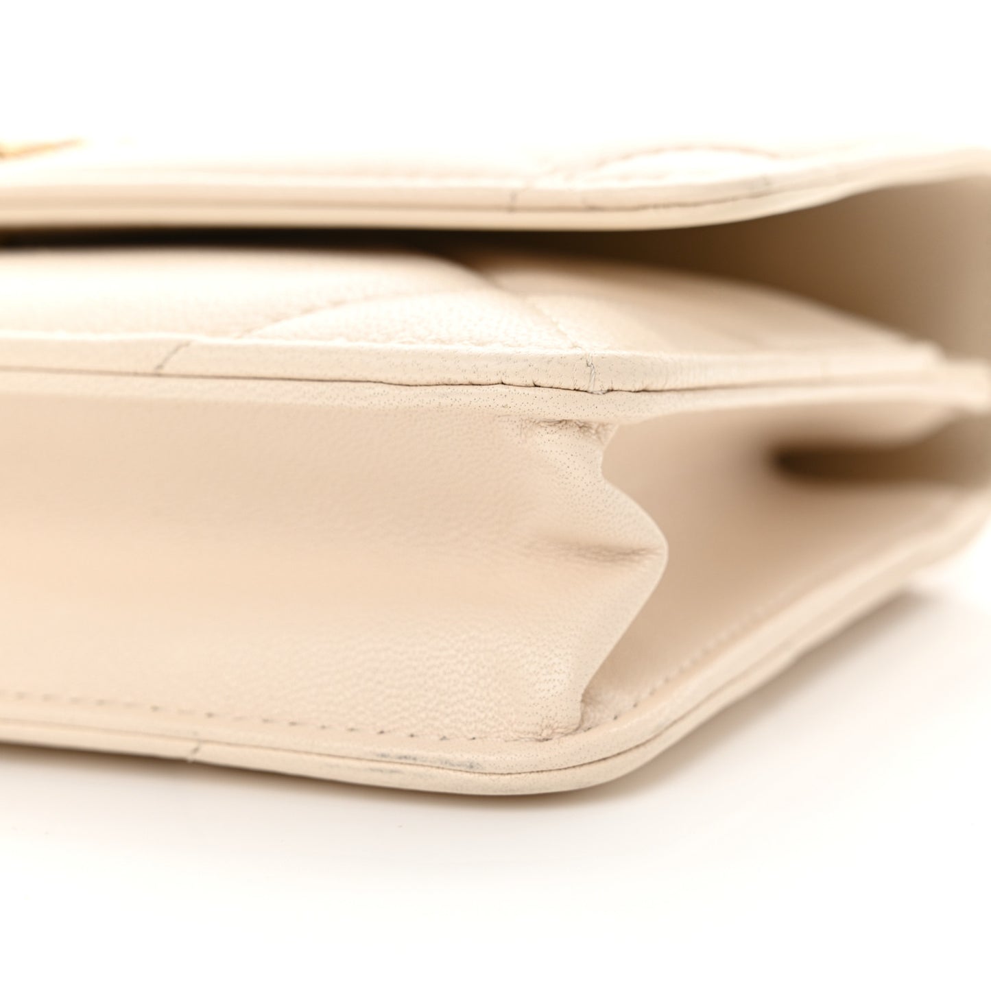 Lambskin Quilted Chanel 19 Wallet On Chain WOC Light Beige