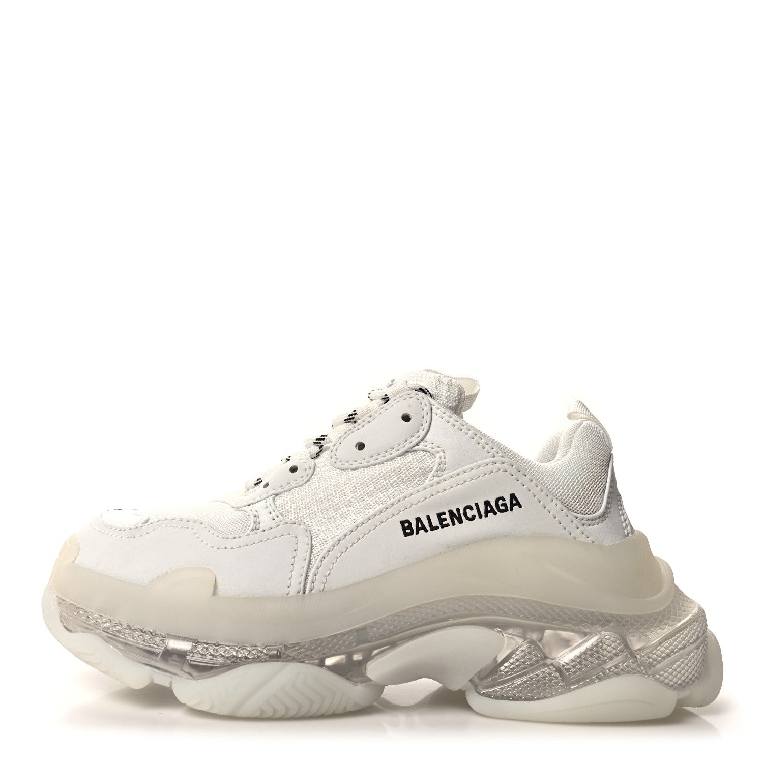 Balenciaga Fabric Mesh Clear Sole Womens Triple S Sneakers 37 White 1 of 8