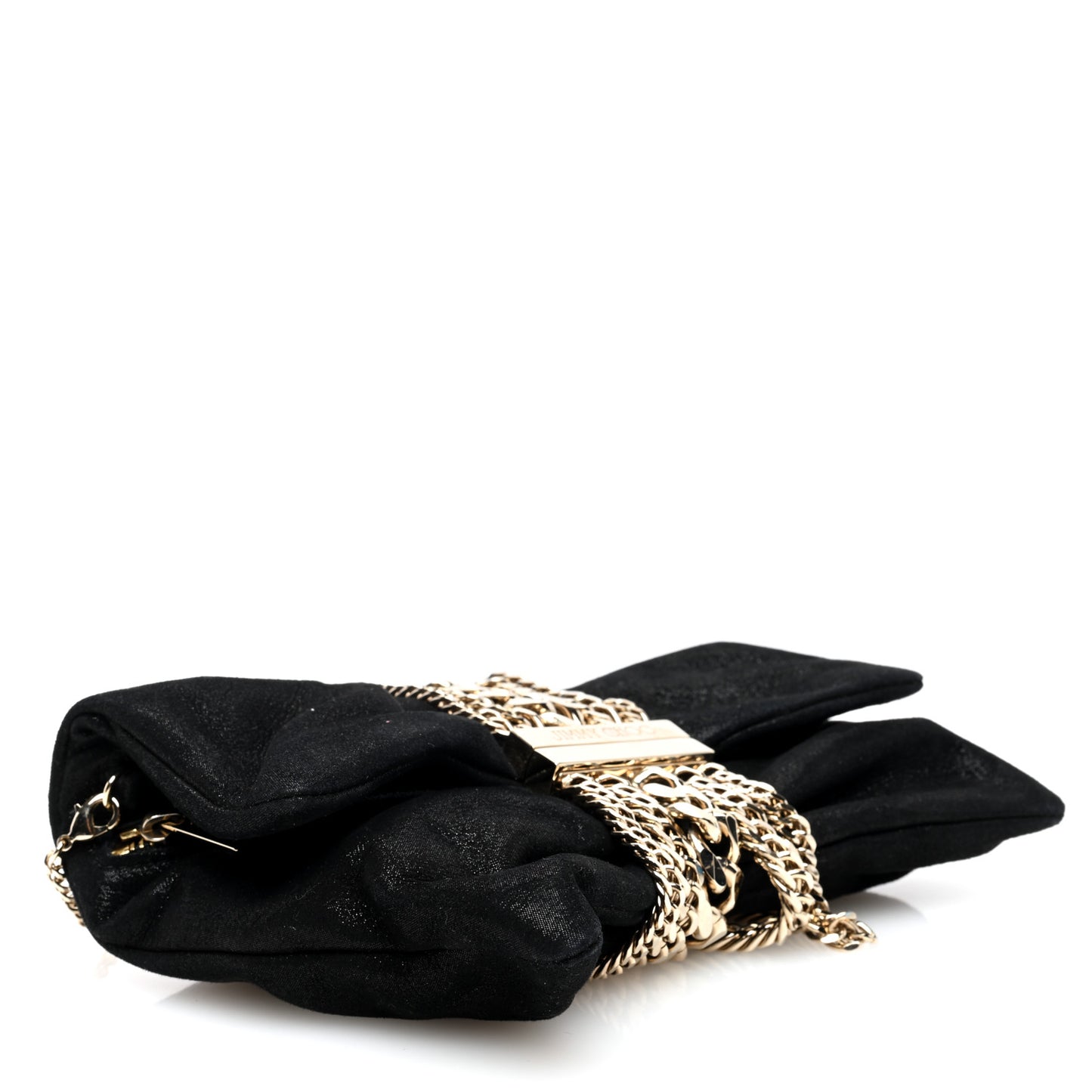 Suede Glitter Chandra Chain Clutch Black