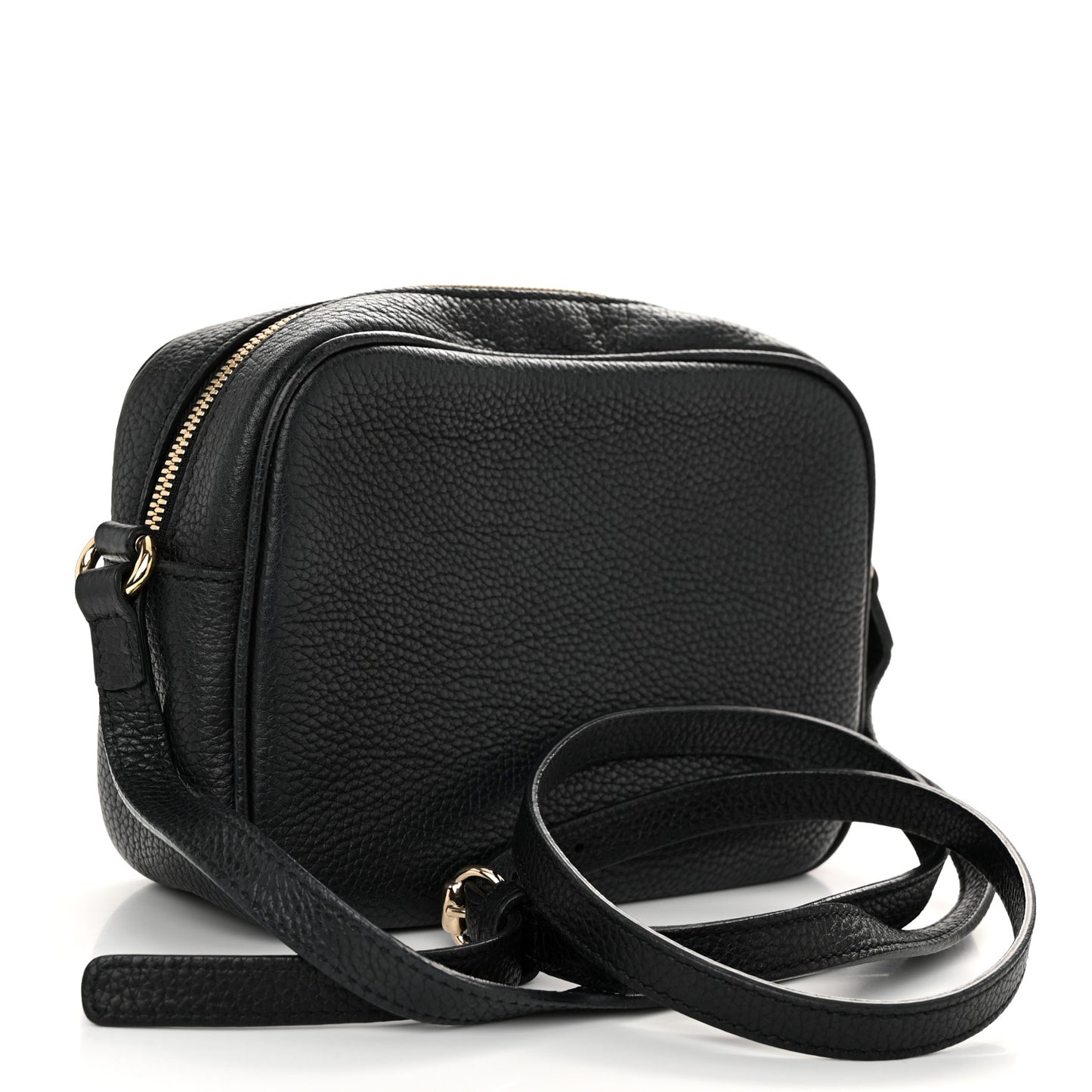 Pebbled Calfskin Small Soho Disco Bag Black