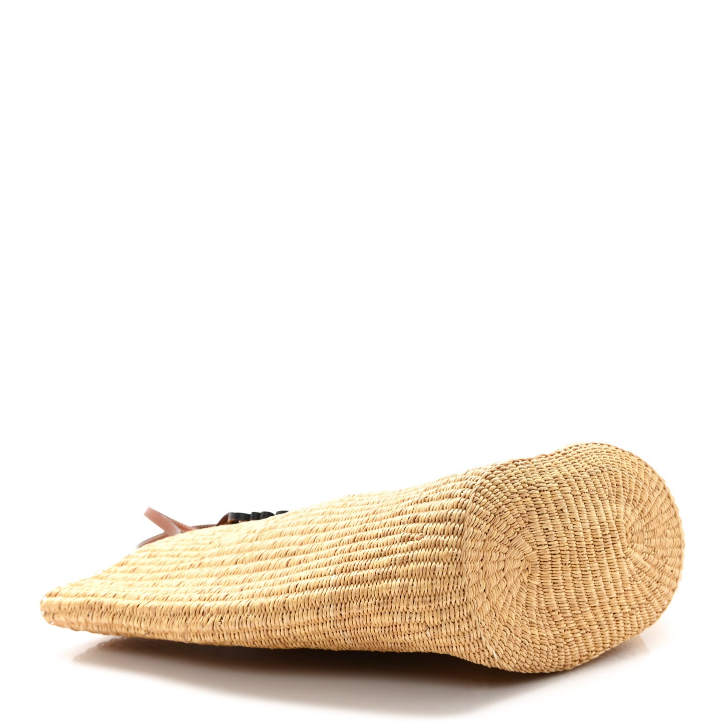 Raffia Calfskin Shell Basket Tote Natural Pecan