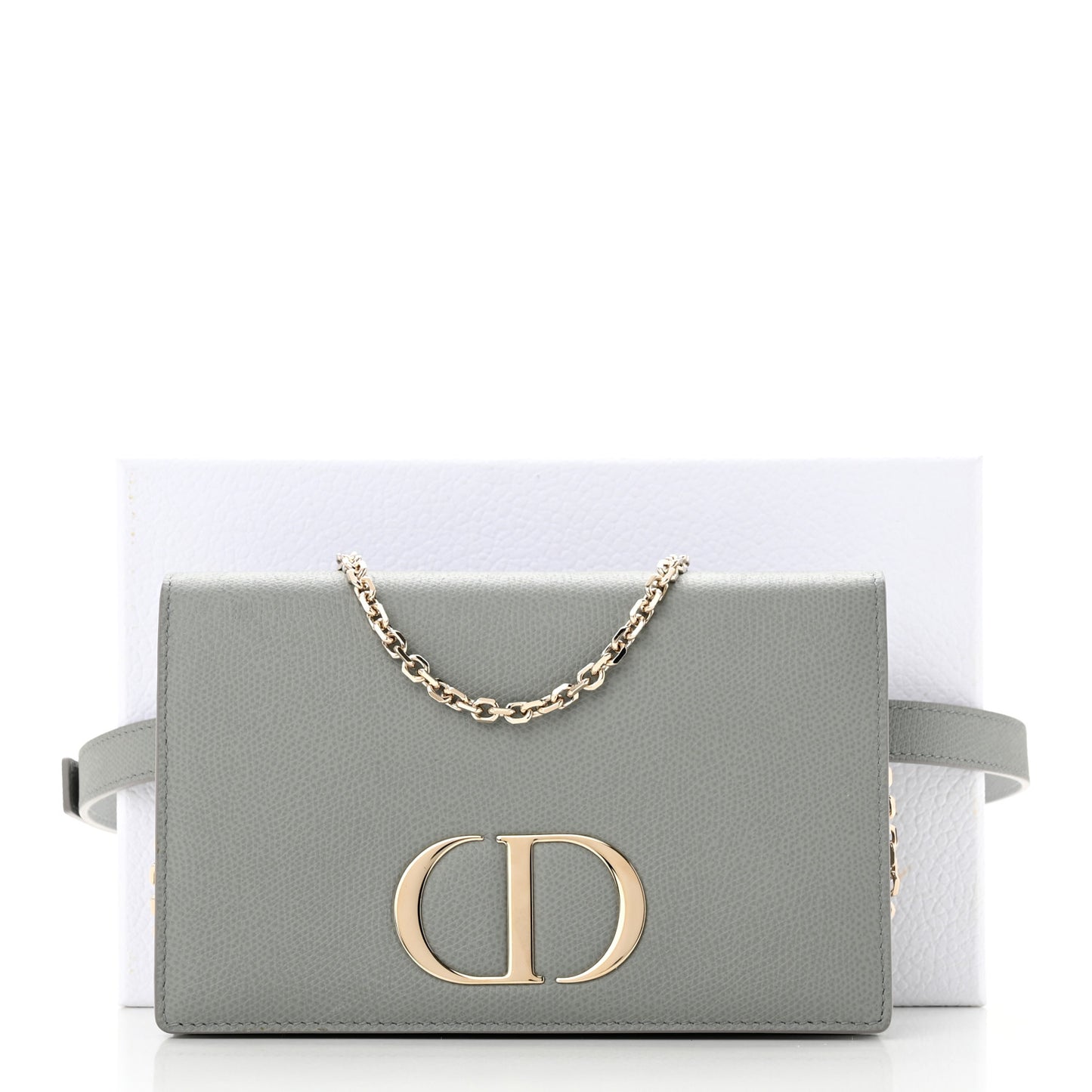 Grained Calfskin 30 Montaigne 2 in 1 Pouch Grey