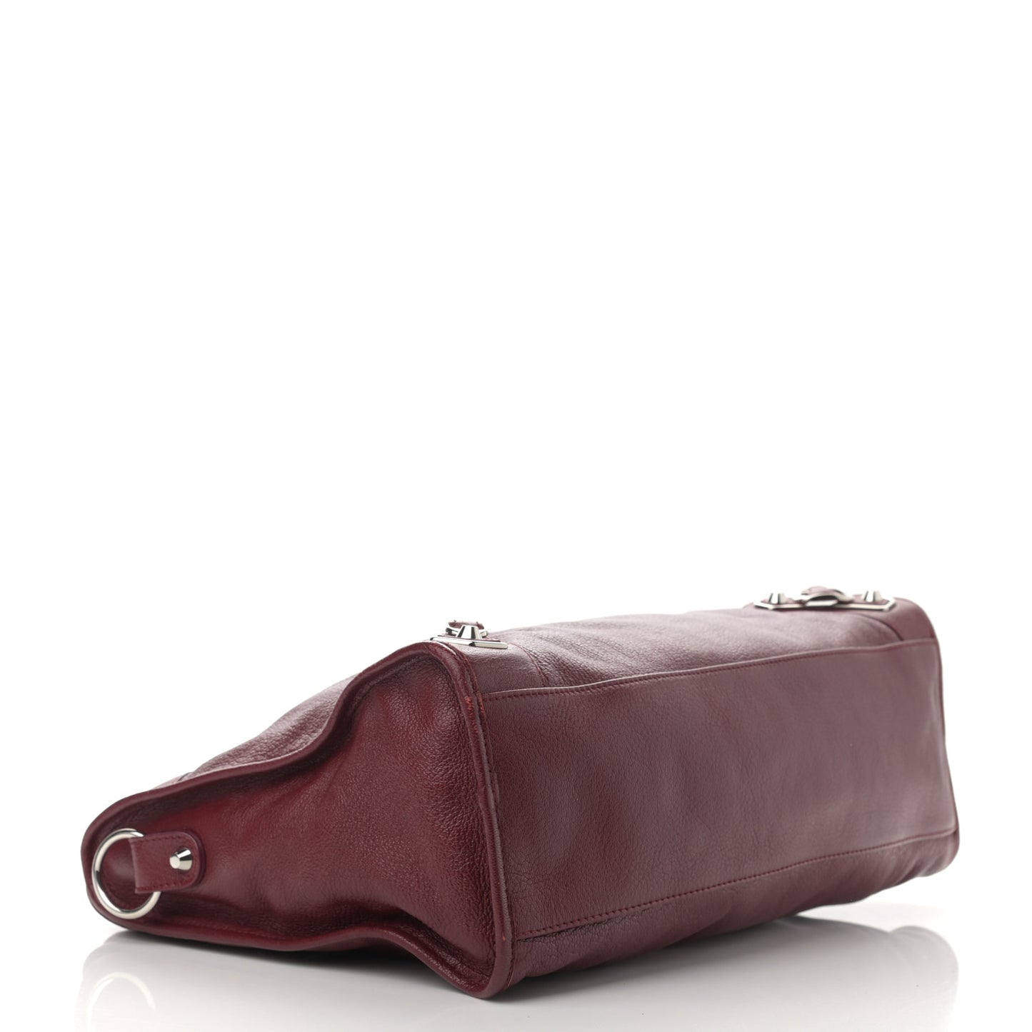 Chevre Silver Metallic Edge Hardware City Rouge Lie De Vin