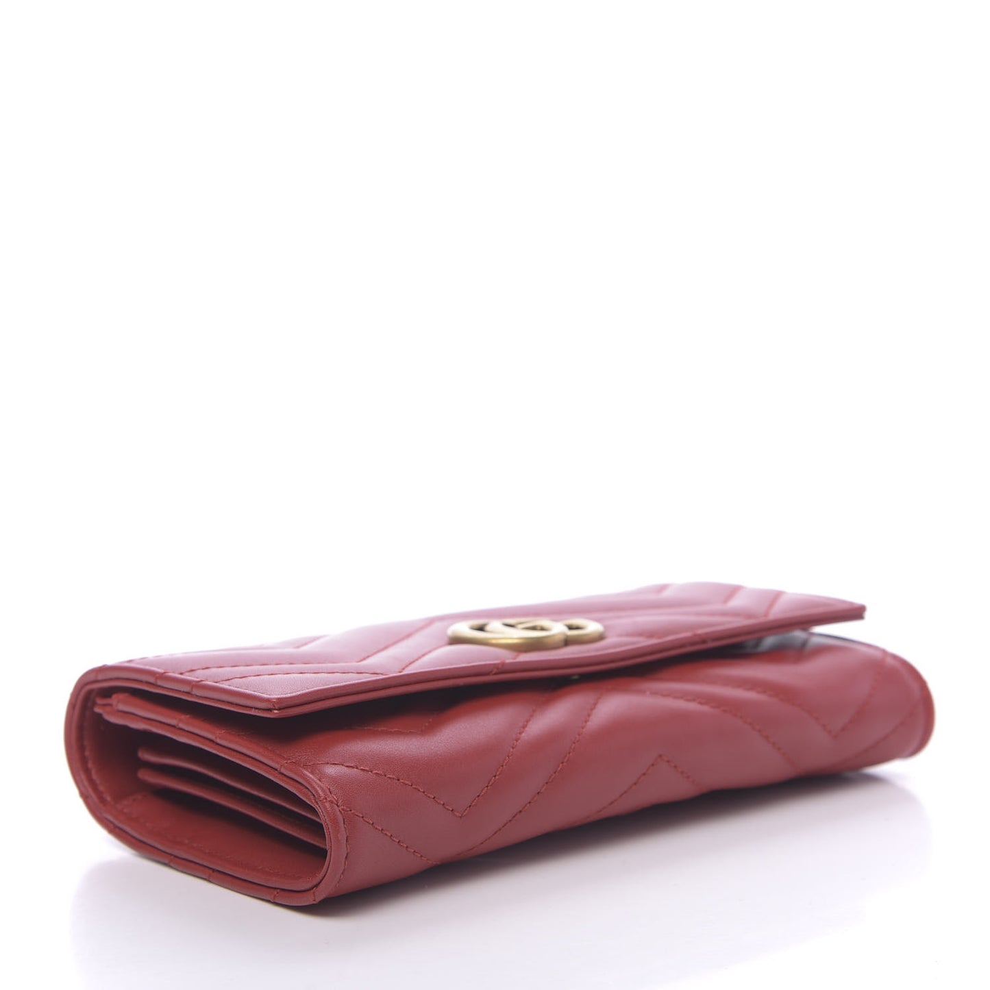 Calfskin Matelasse GG Marmont Continental Wallet Hibiscus Red
