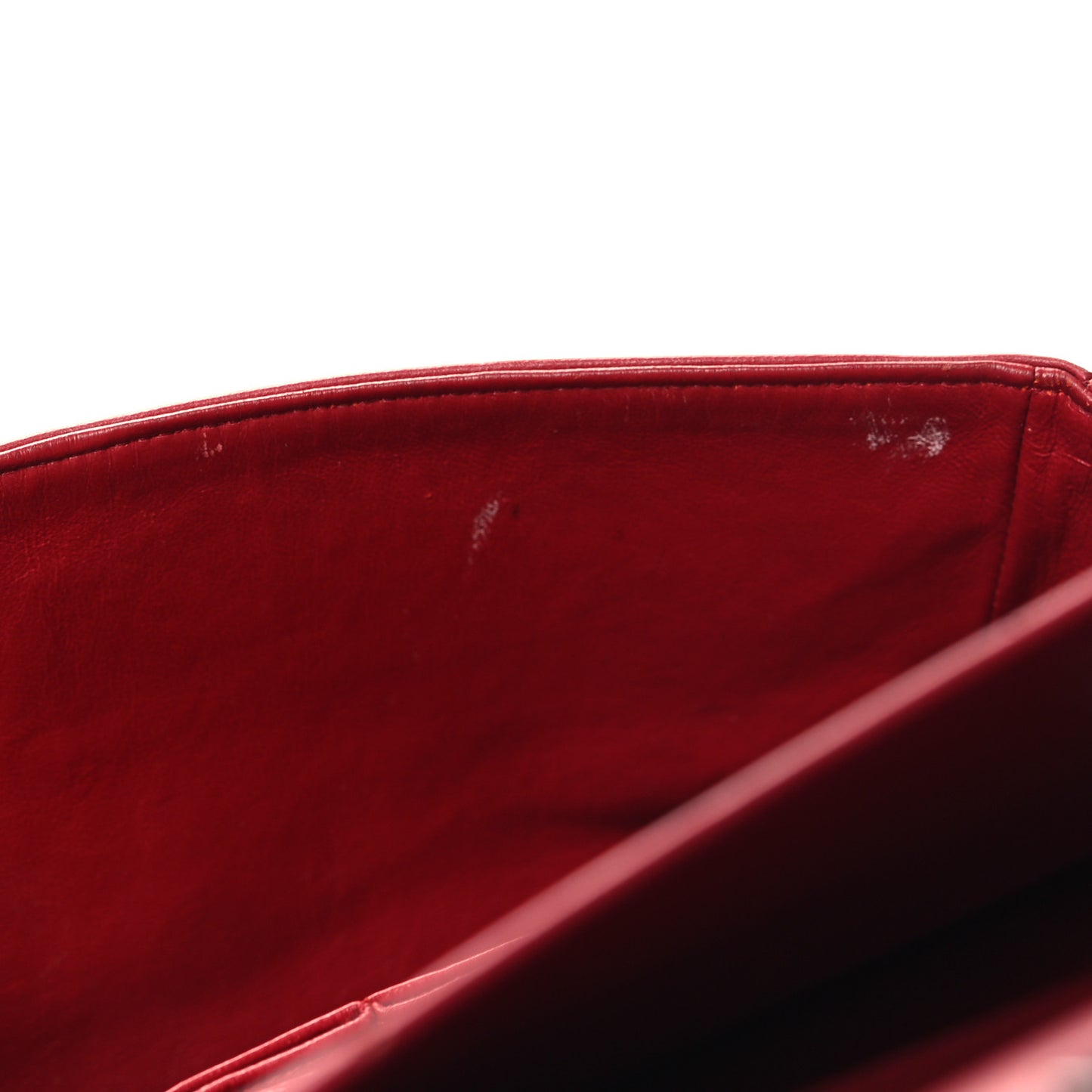 Glazed Lambskin Quilted Medium Double Flap Bijoux Chain Red