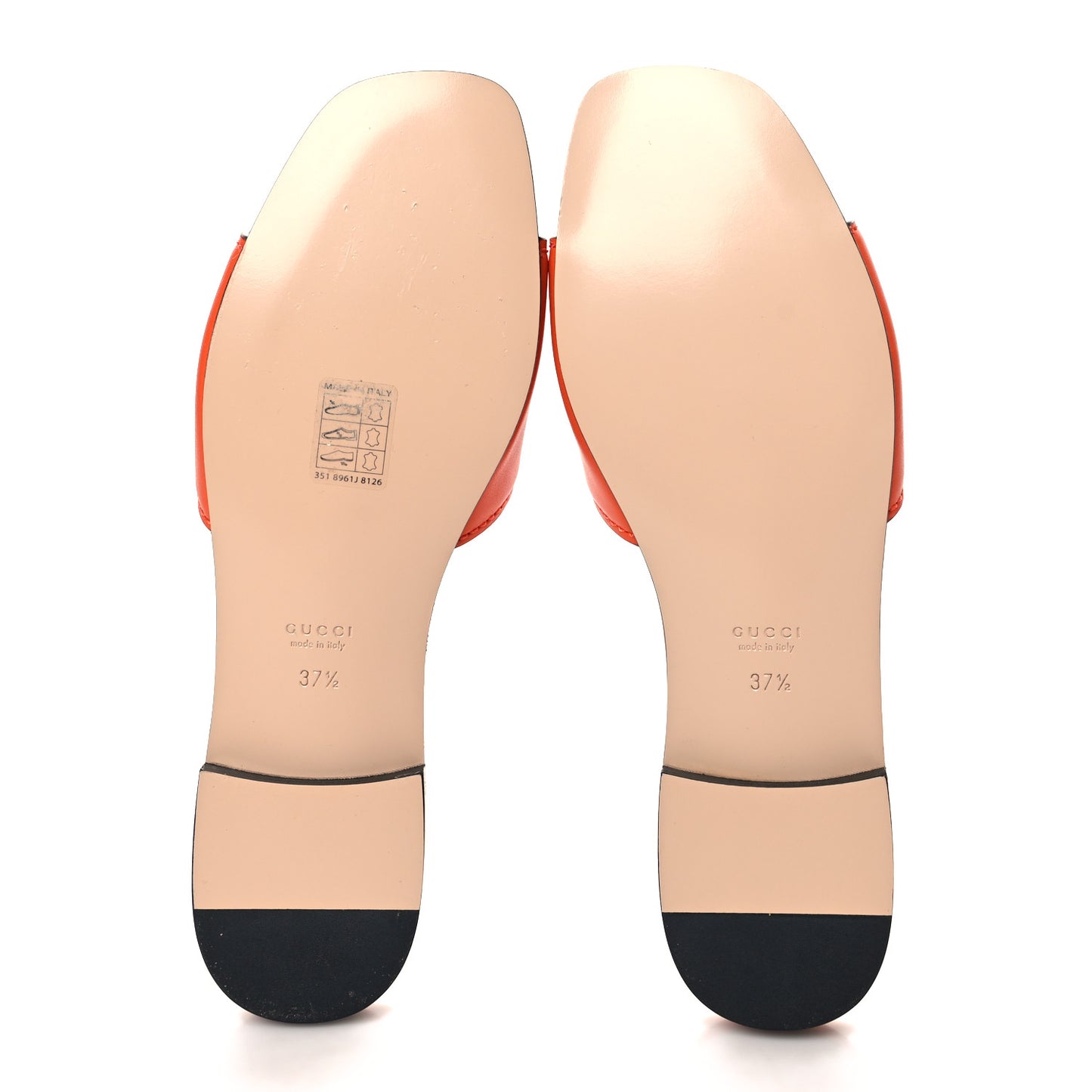 Cosmos Softy Calfskin Interlocking G Cut Out Slide Sandals 37.5 Deep Orange