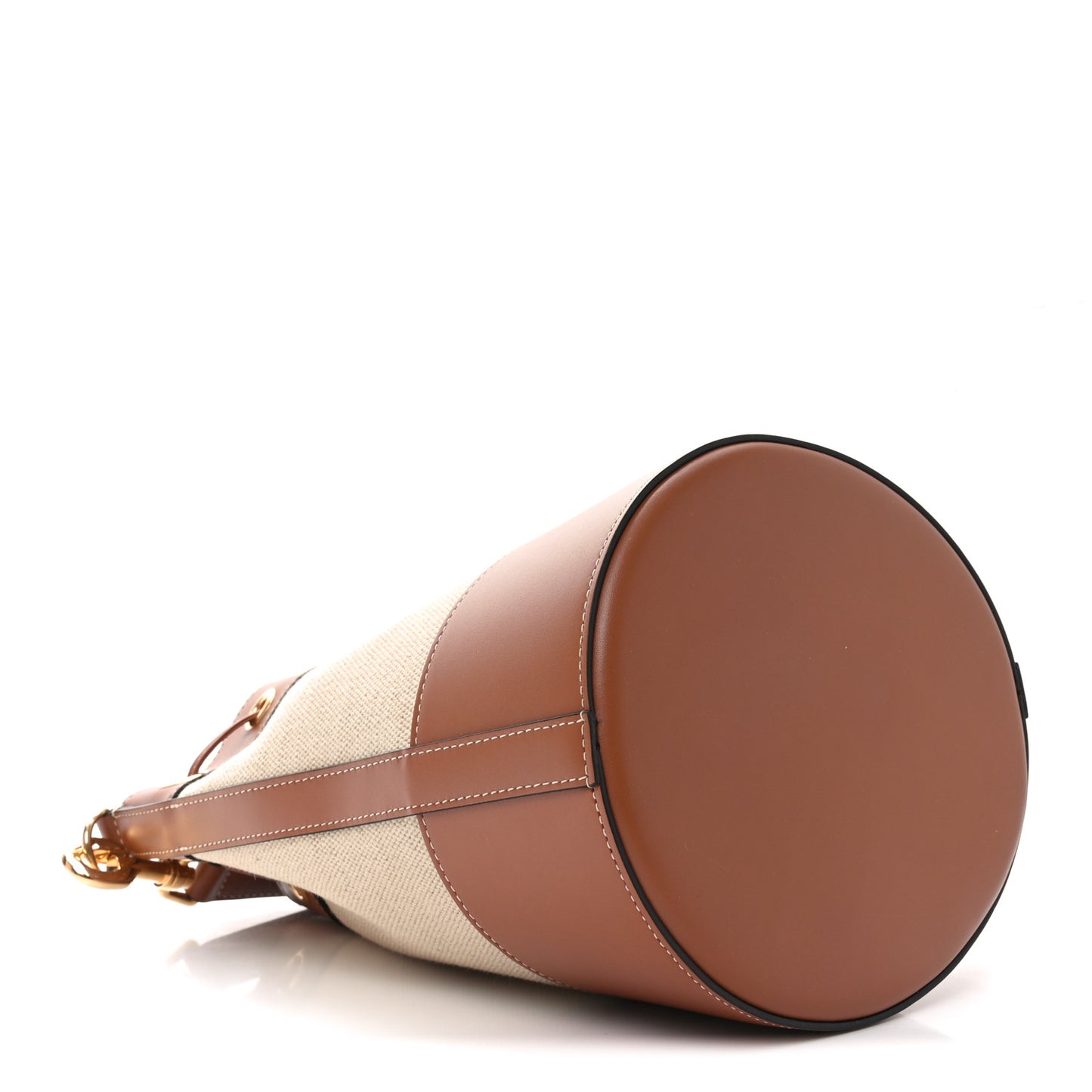 Canvas Calfskin Small Drawstring Cabas Natural Tan