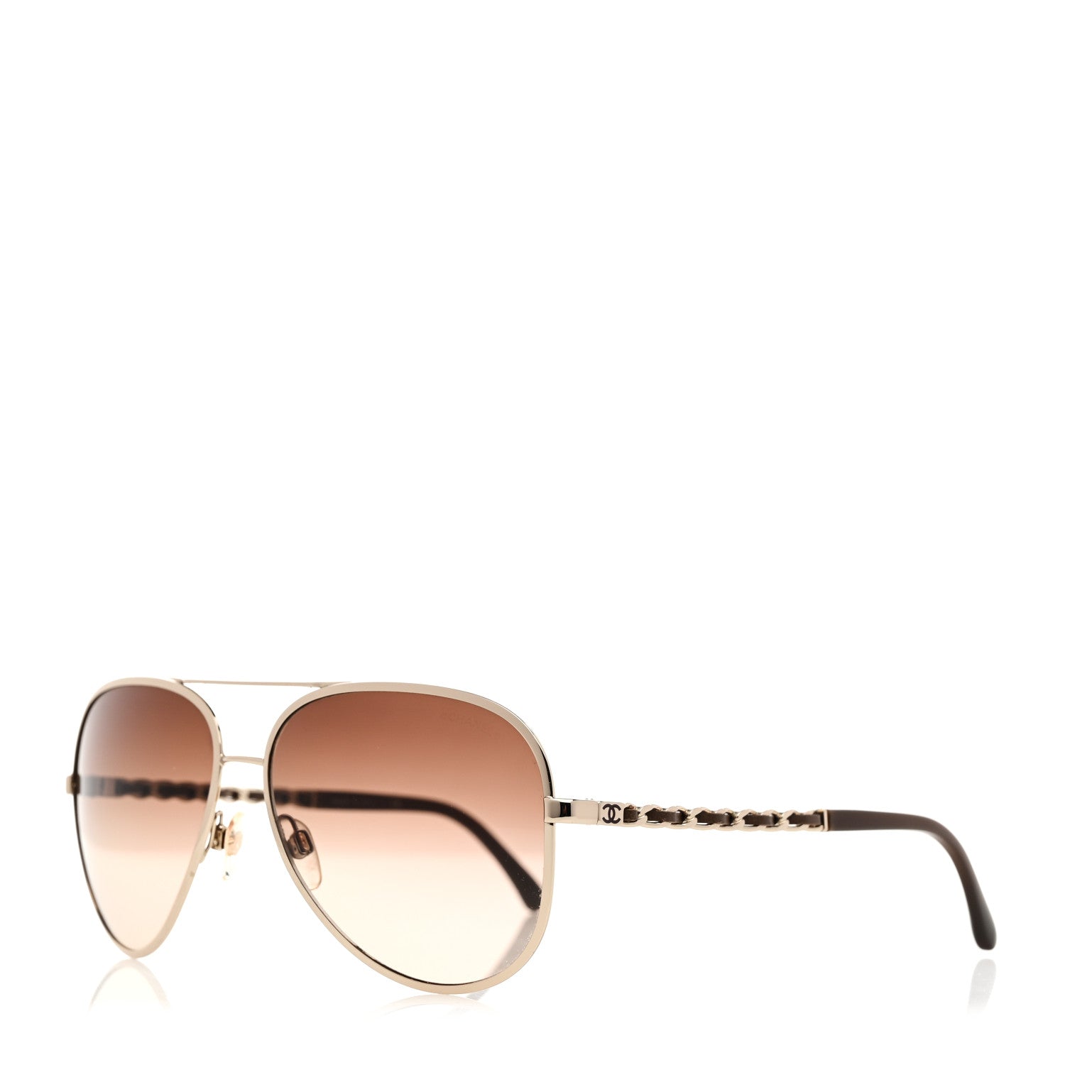 Chanel Lambskin Aviator Chain Sunglasses 4194-Q Gold 1667795