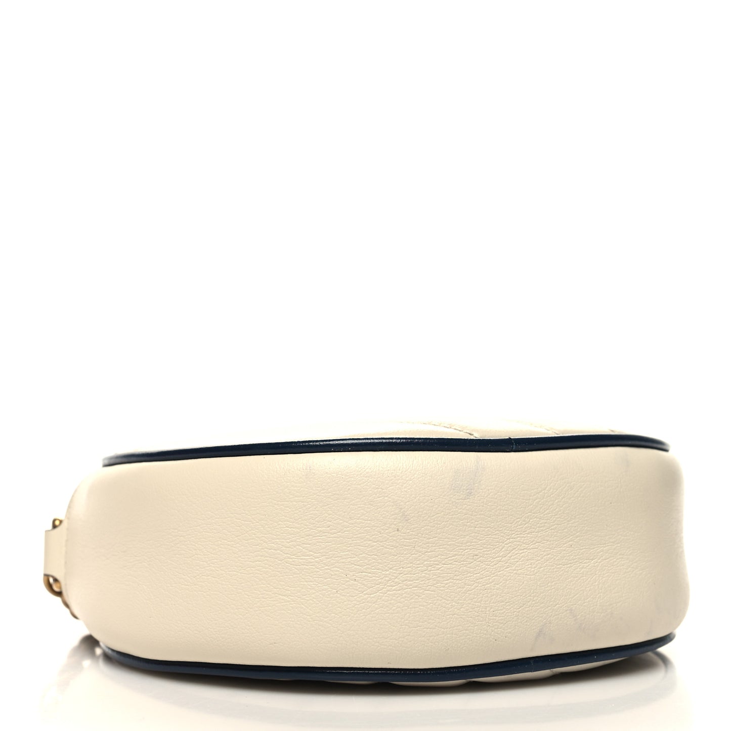 Azalea Calfskin Matelasse Diagonal Mini Torchon GG Marmont Round Shoulder Bag Mystic White Blue Agata