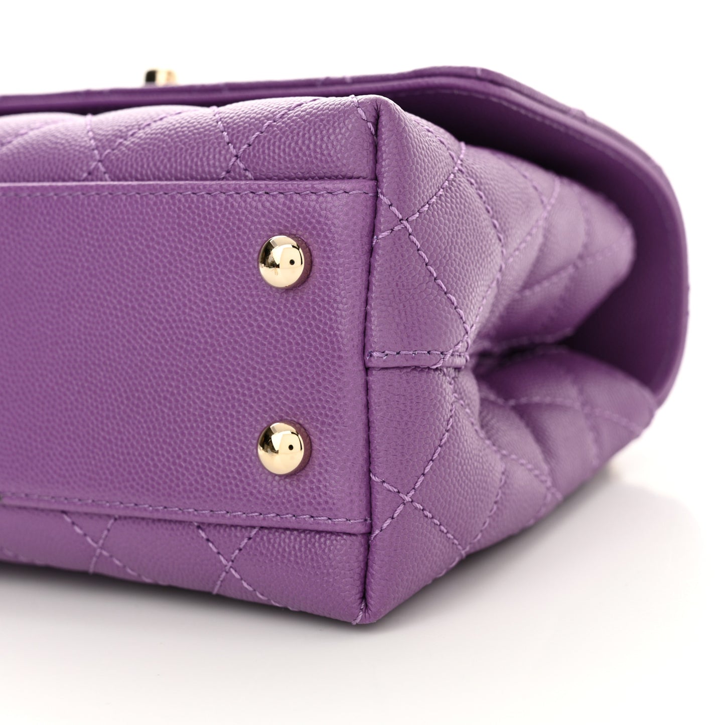 Caviar Quilted Mini Coco Handle Flap Purple