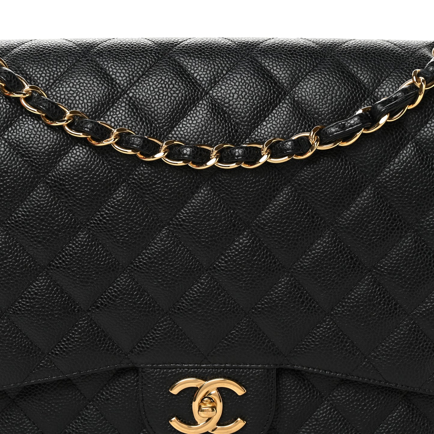 Caviar Quilted Maxi Double Flap Black