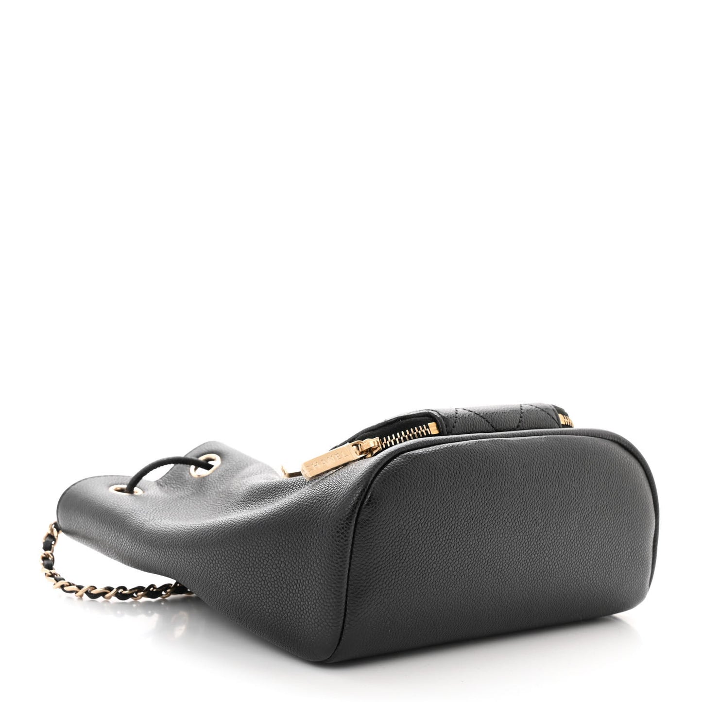 Caviar Quilted CC Pocket Bucket Bag Black