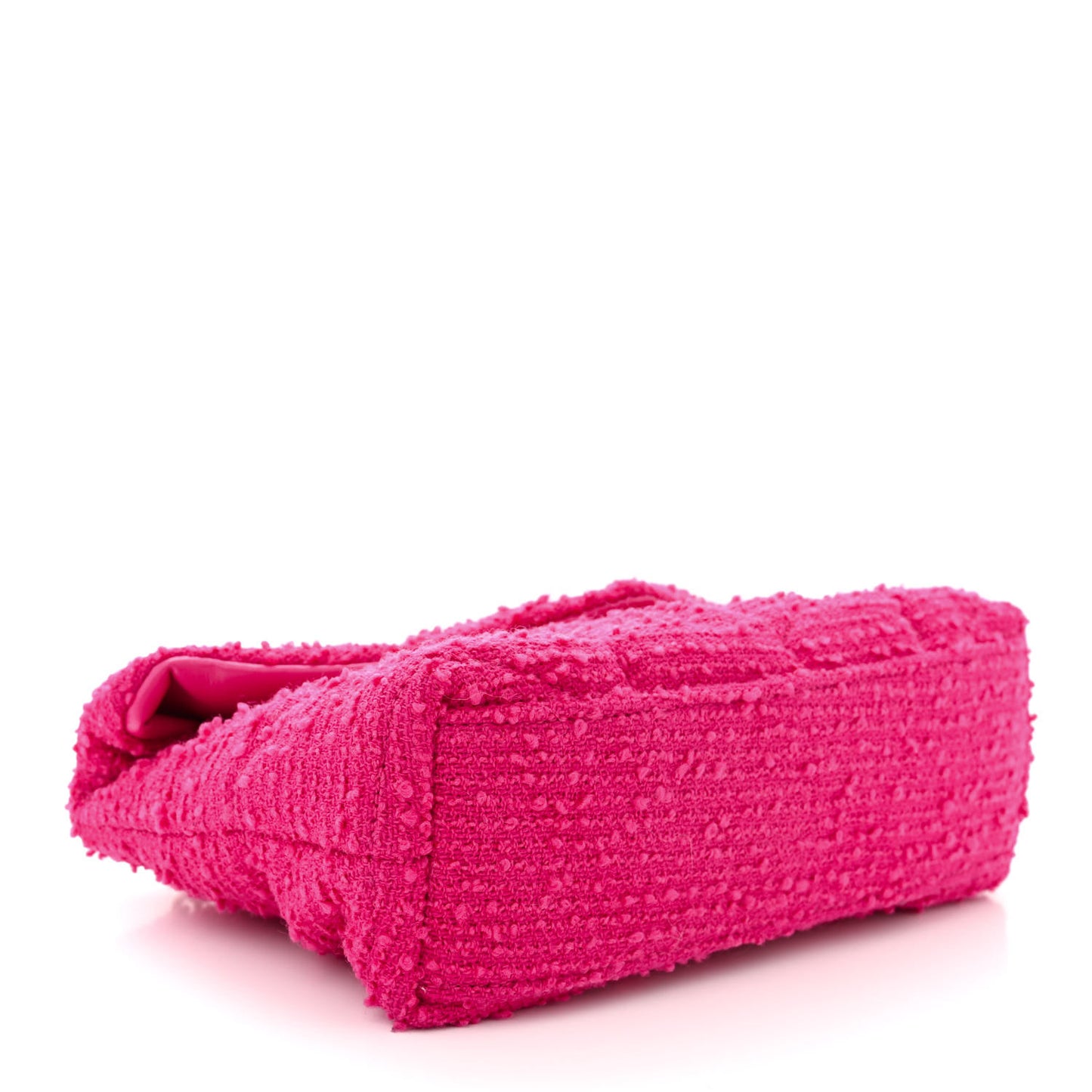 SAINT LAURENT Boucle Tweed Quilted Toy Loulou Puffer Monogram Chain Satchel Magenta