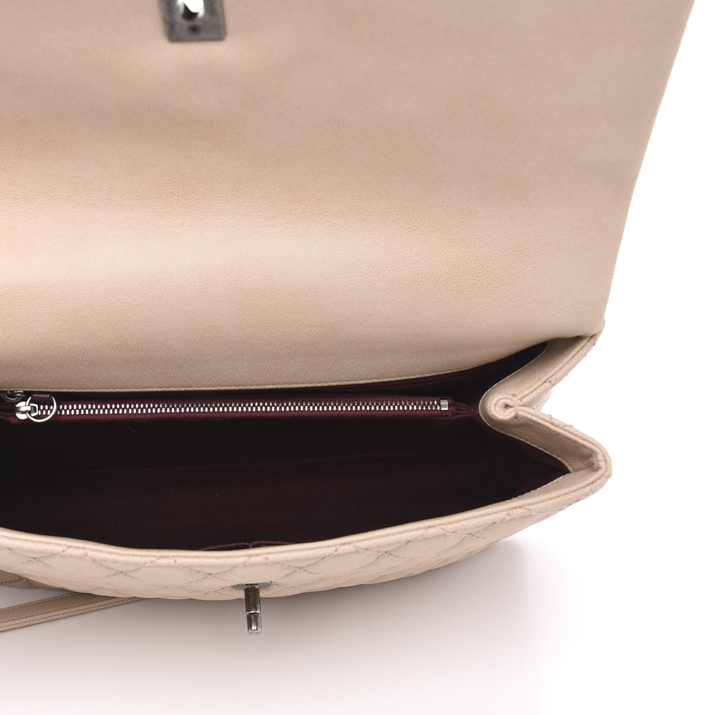 Caviar Quilted Medium Coco Handle Flap Light Beige
