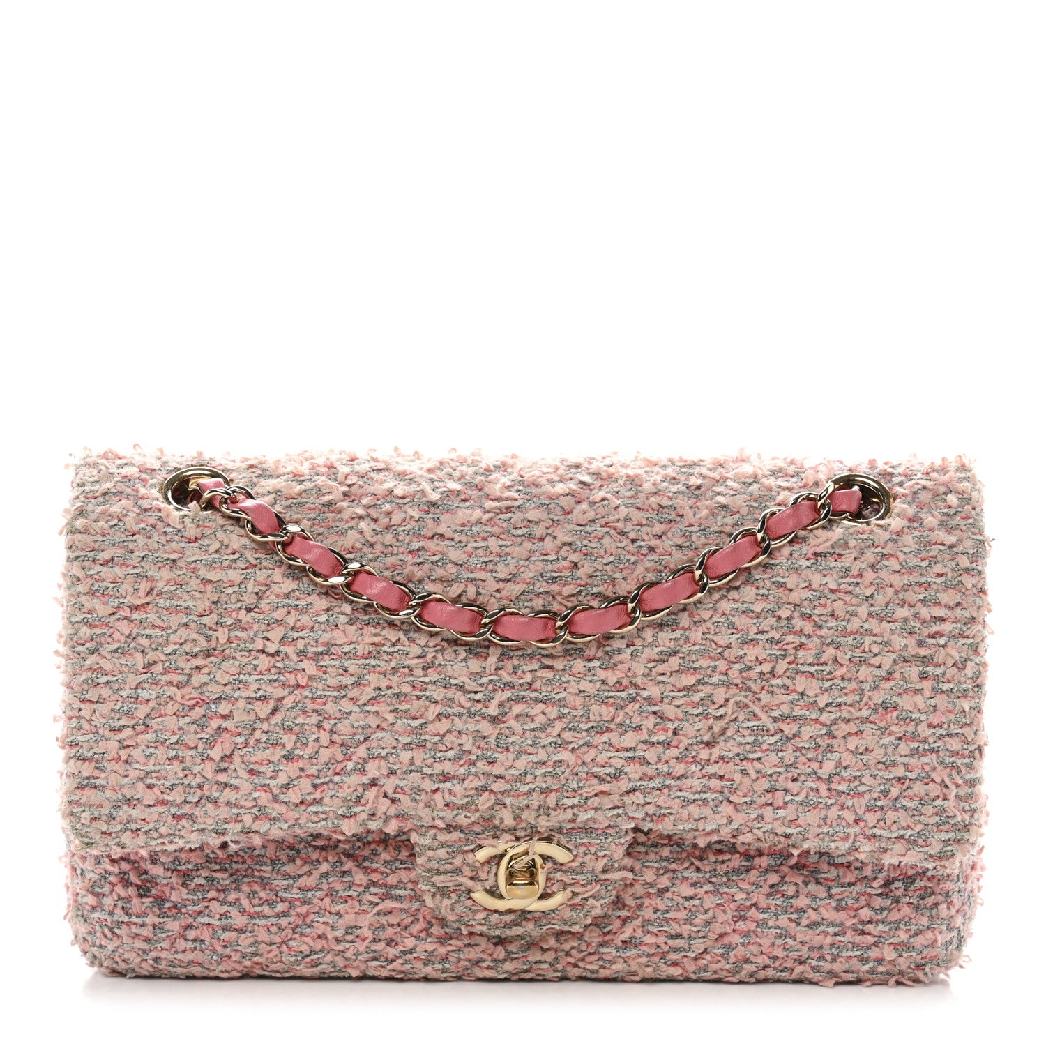 Chanel Tweed Medium Double Flap Pink 1849759 – FASHIONPHILE
