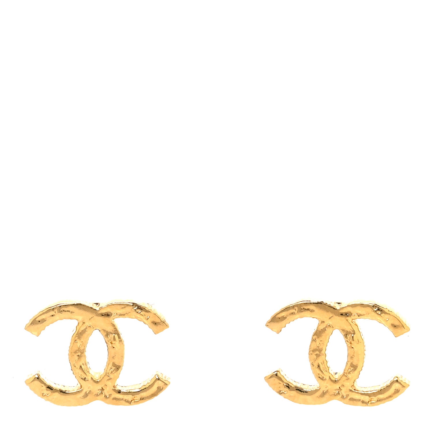 Chanel Metal Textured CC Earrings Gold 1 of 5