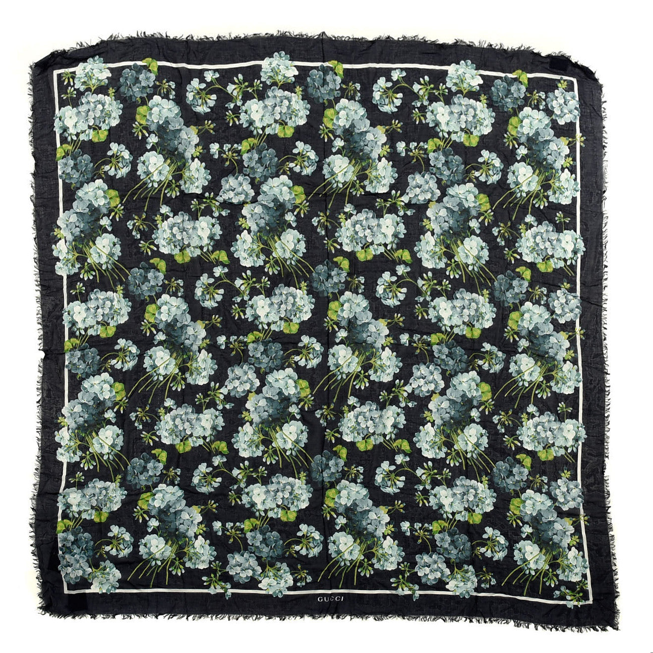 Modal Silk New Bloom Square Scarf Midnight Blue Sky Blue