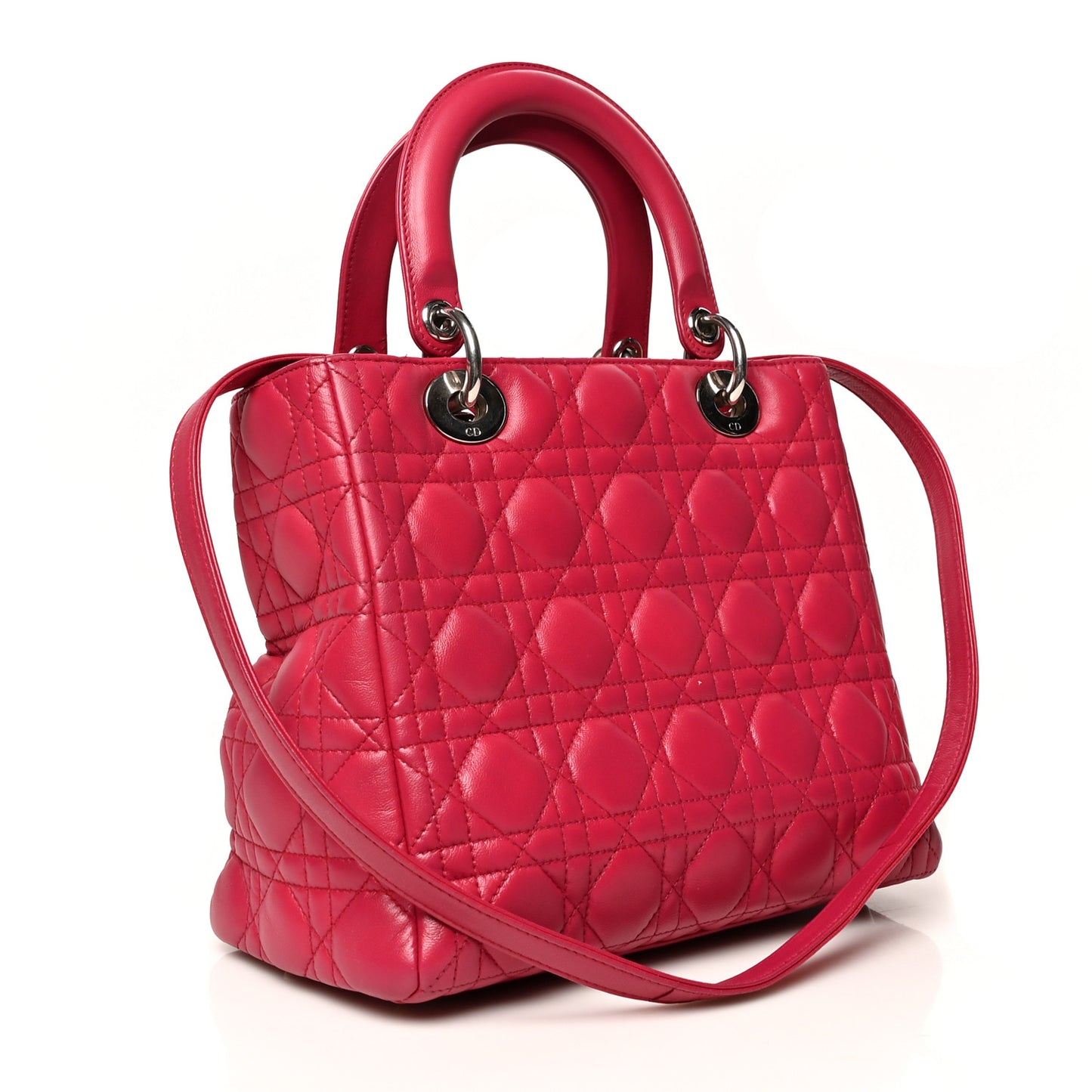 Lambskin Cannage Medium Pearl Lady Dior Dark Pink