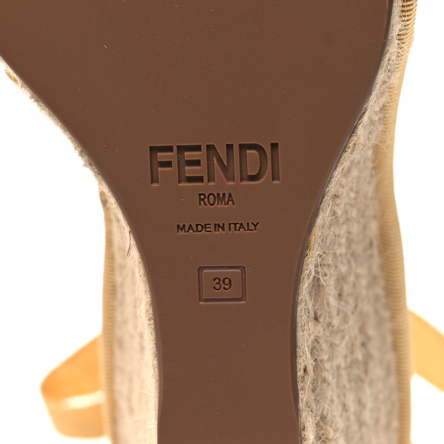 Fendi Rafia FF Embroidered Roma Ankle Wrap Espadrille Wedges 39 Natural 6 of 8