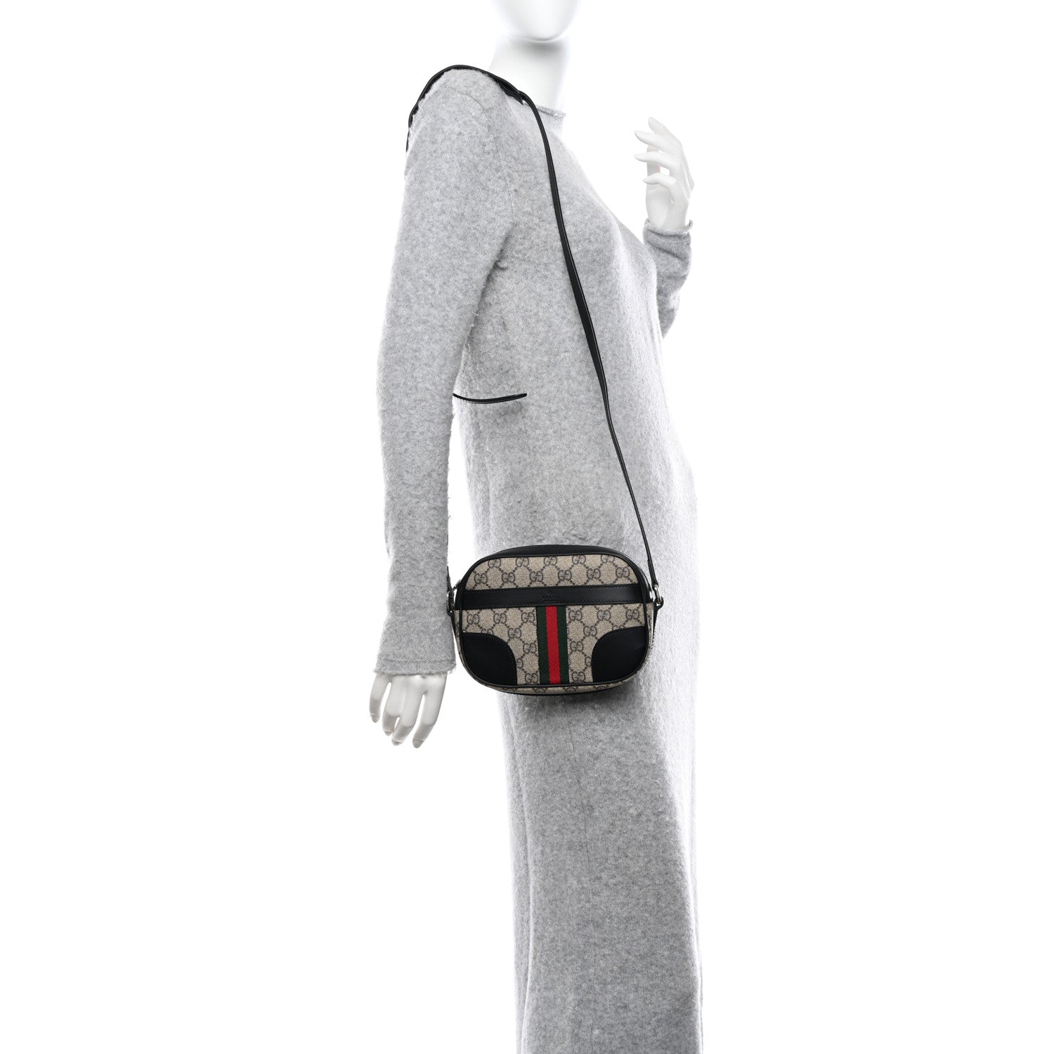Gucci GG Supreme Monogram Web Small Shoulder Bag Black 2 of 10