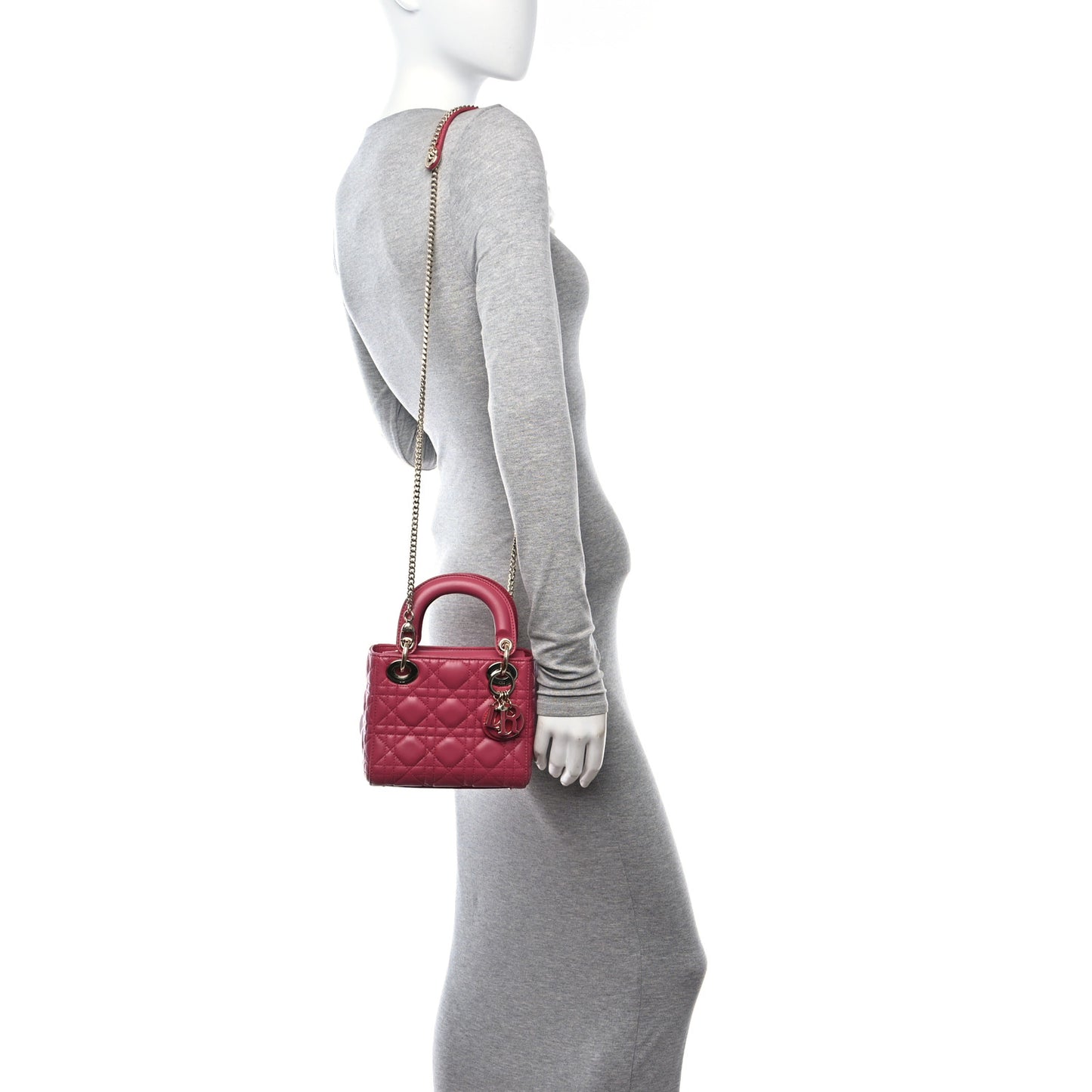 Lambskin Cannage Mini Lady Dior Pink