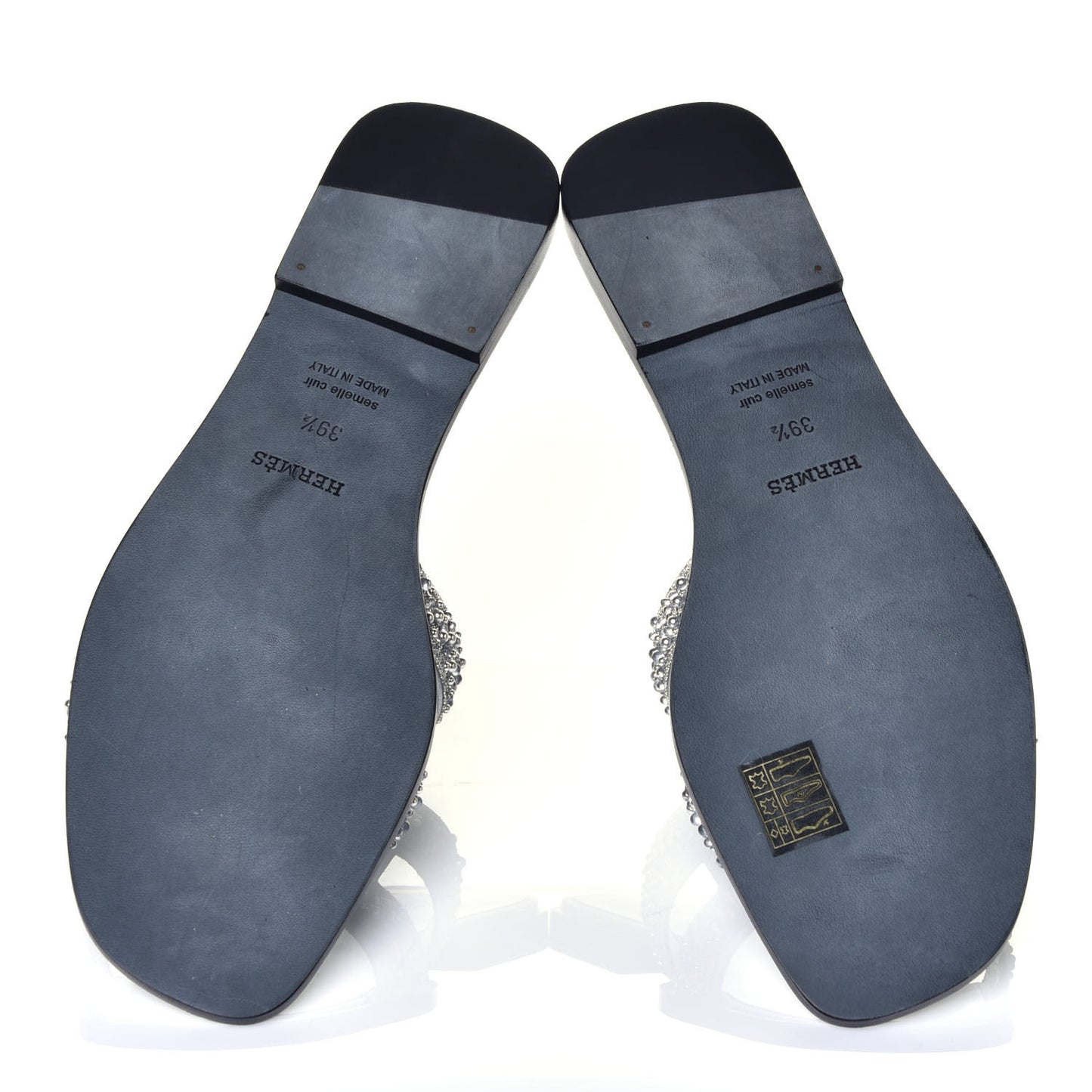 Suede Goatskin Crystal Oran Sandals 39.5 Gris Argente