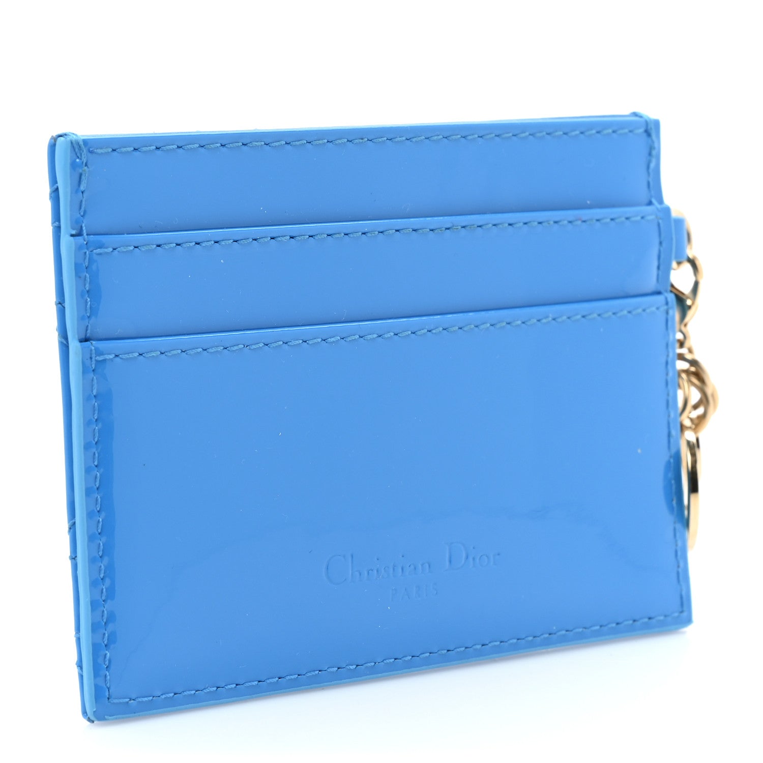 Christian Dior Patent Cannage Lady Dior Card Holder Blue 3 of 10