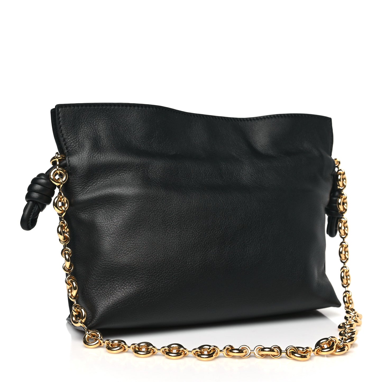 Mellow Nappa Donut Chain Flamenco Knot Clutch Black