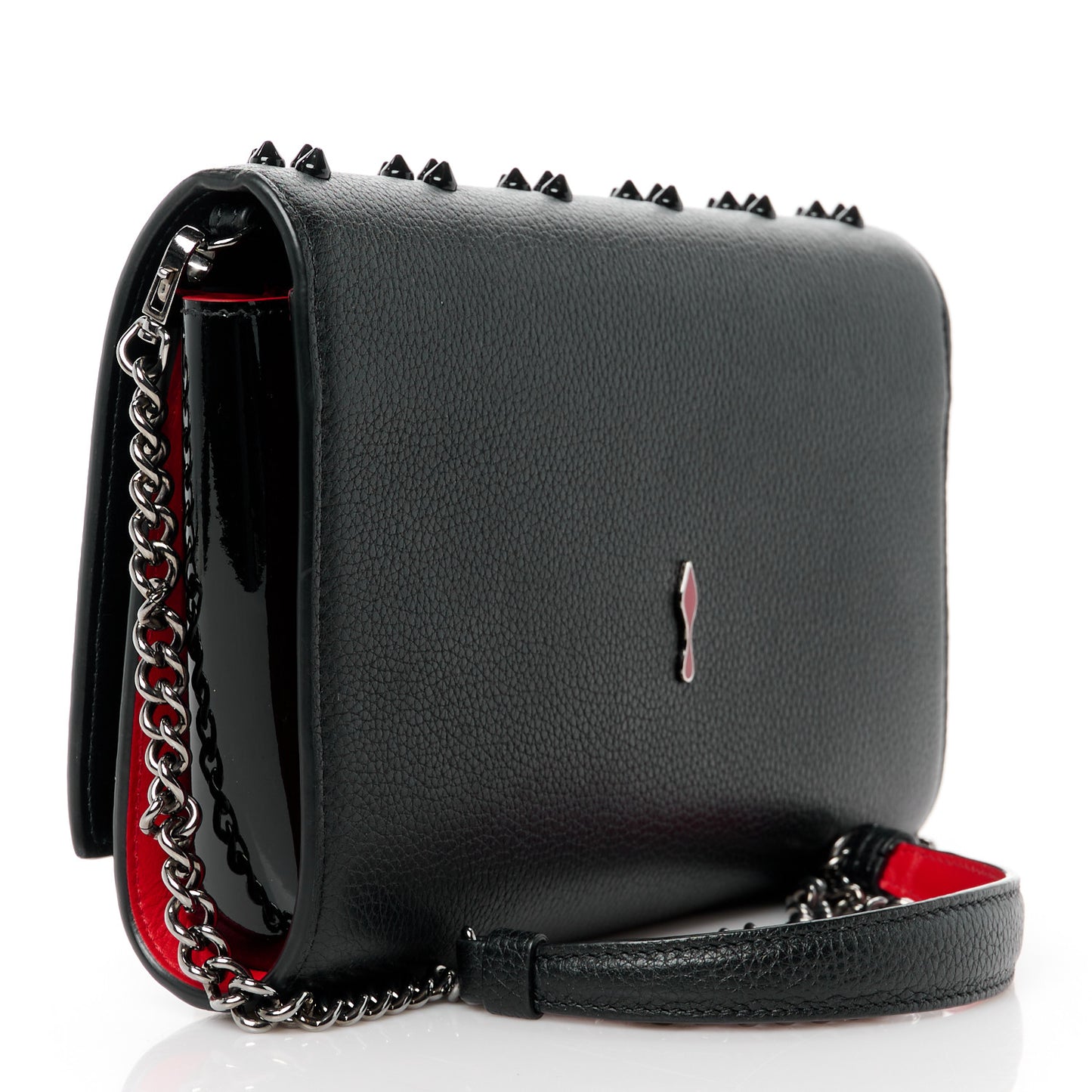 Calfskin Spikes Loubinthesky Paloma Clutch Black