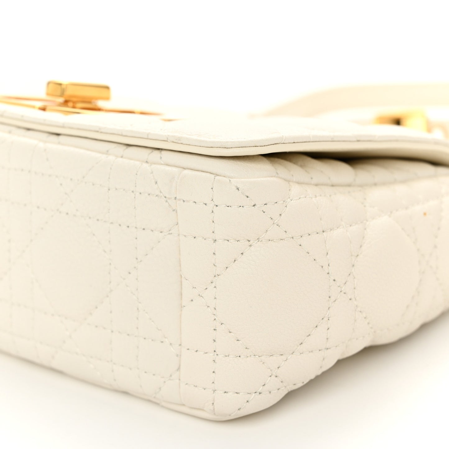 Calfskin Cannage Small Caro Bag Ivory