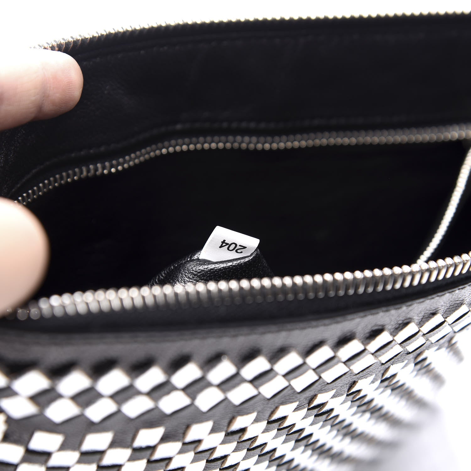 Prada Goatskin Woven Pouch Black Argento 16 of 20