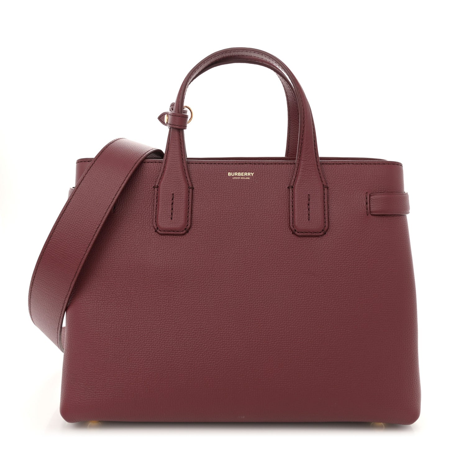 Grainy Calfskin House Check Medium Banner Tote Crimson