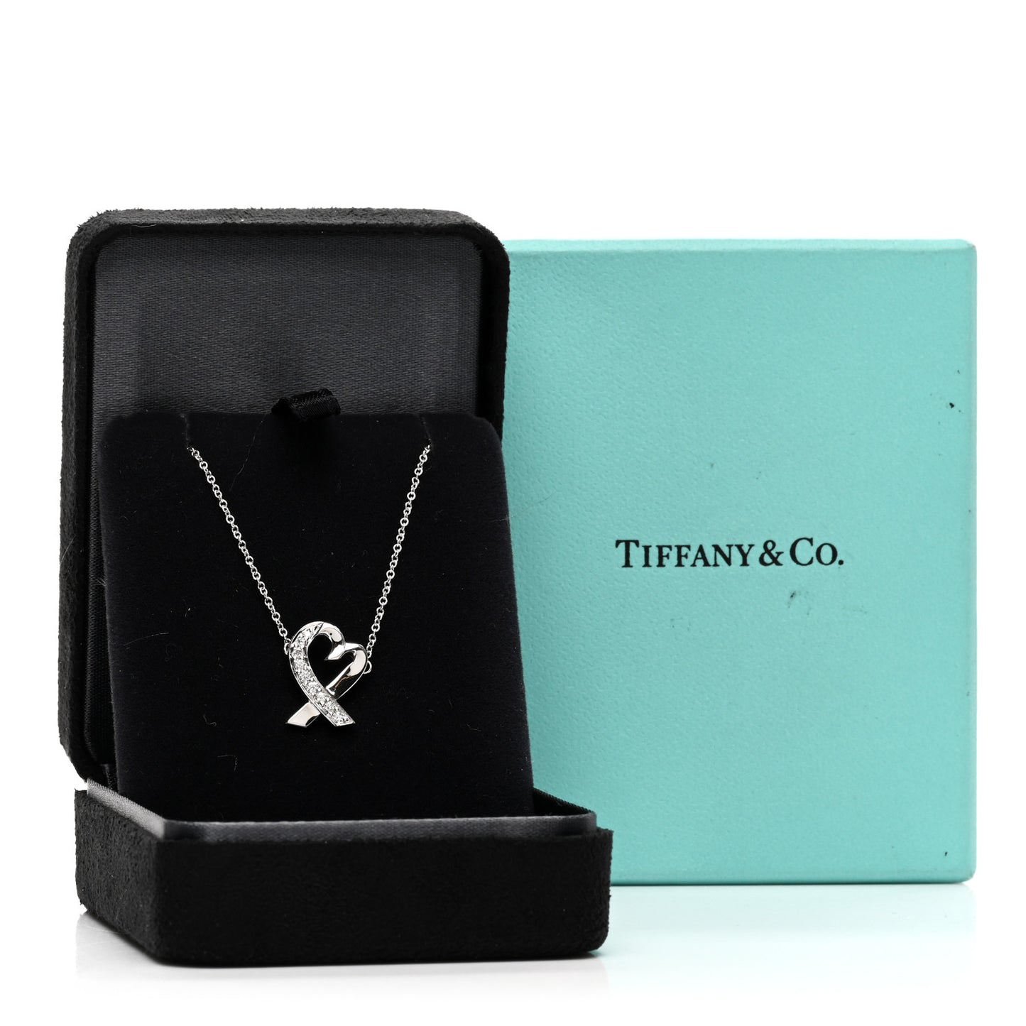 18k White Gold Diamond Small Paloma Picasso Loving Heart Necklace