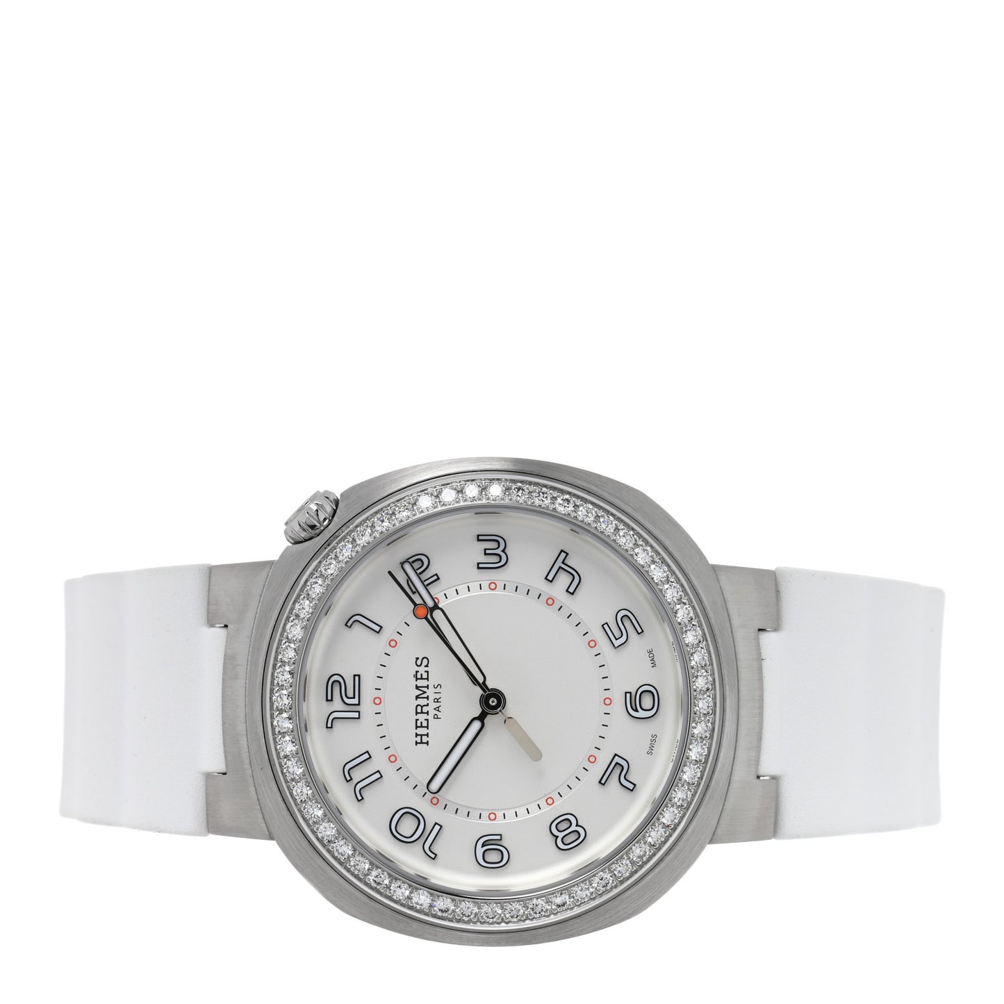 Stainless Steel Rubber Diamond Bezel 36mm Cut Automatic Watch Blanc