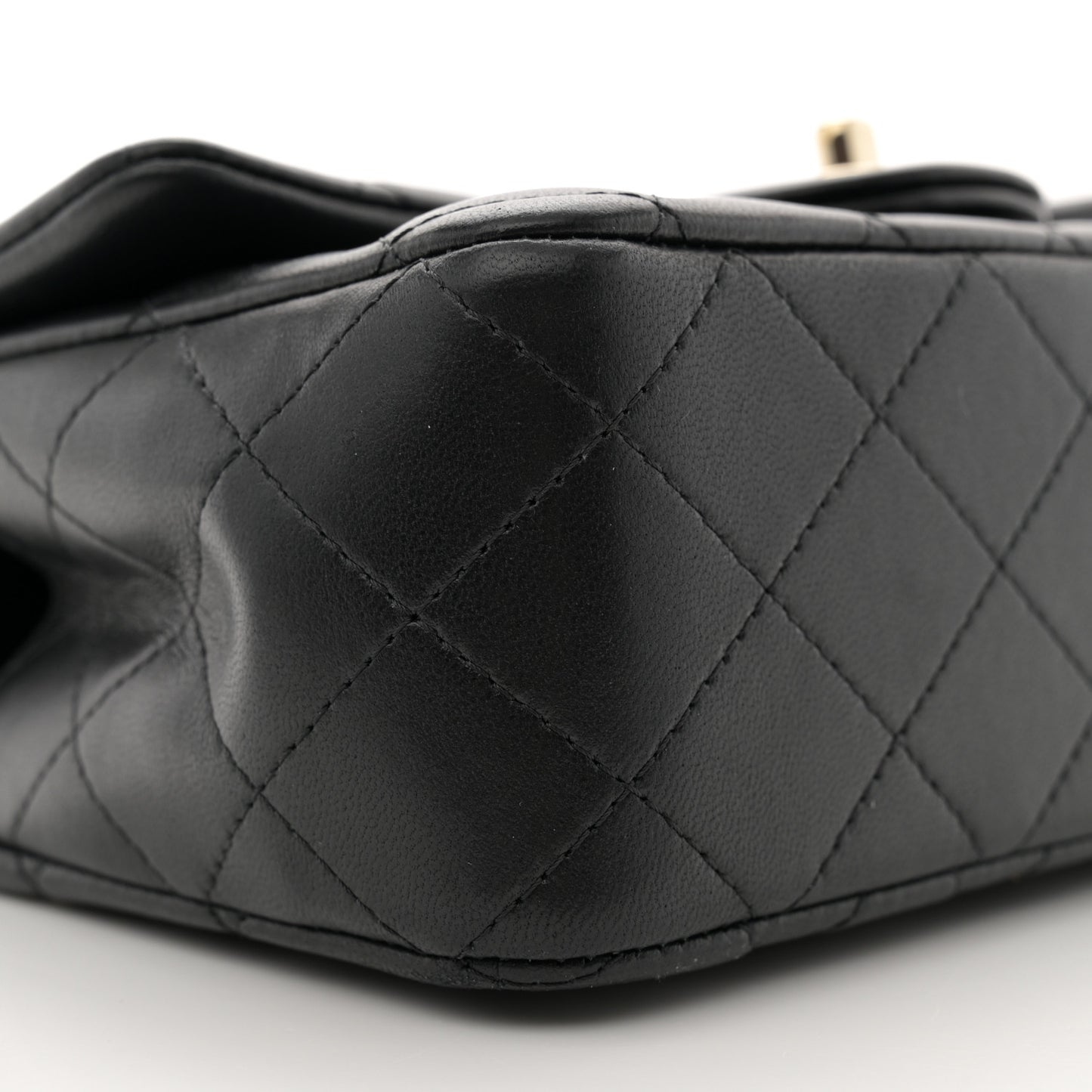 Lambskin Quilted Mini Top Handle Rectangular Flap Black