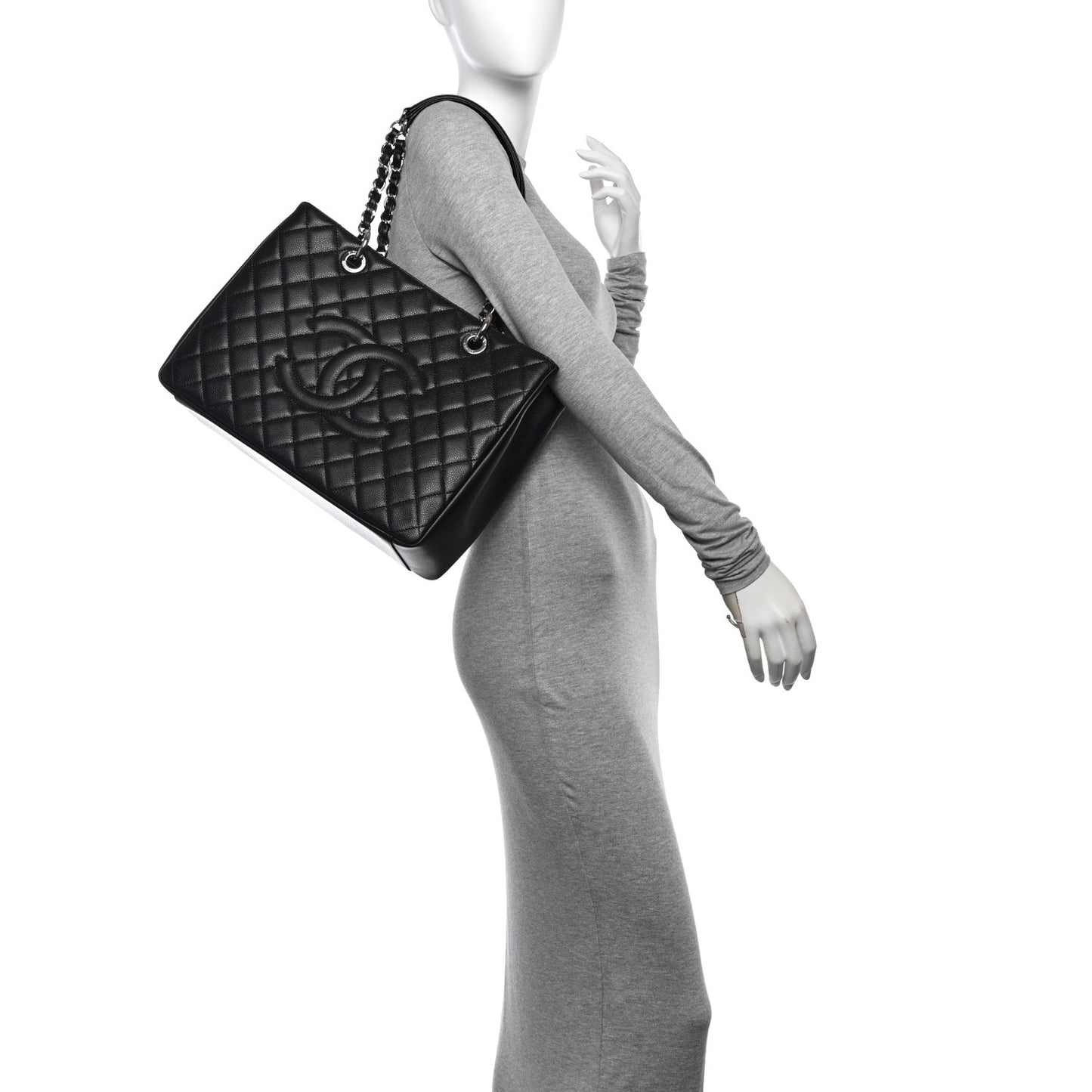 Caviar Quilted Grand Shopping Tote GST Black