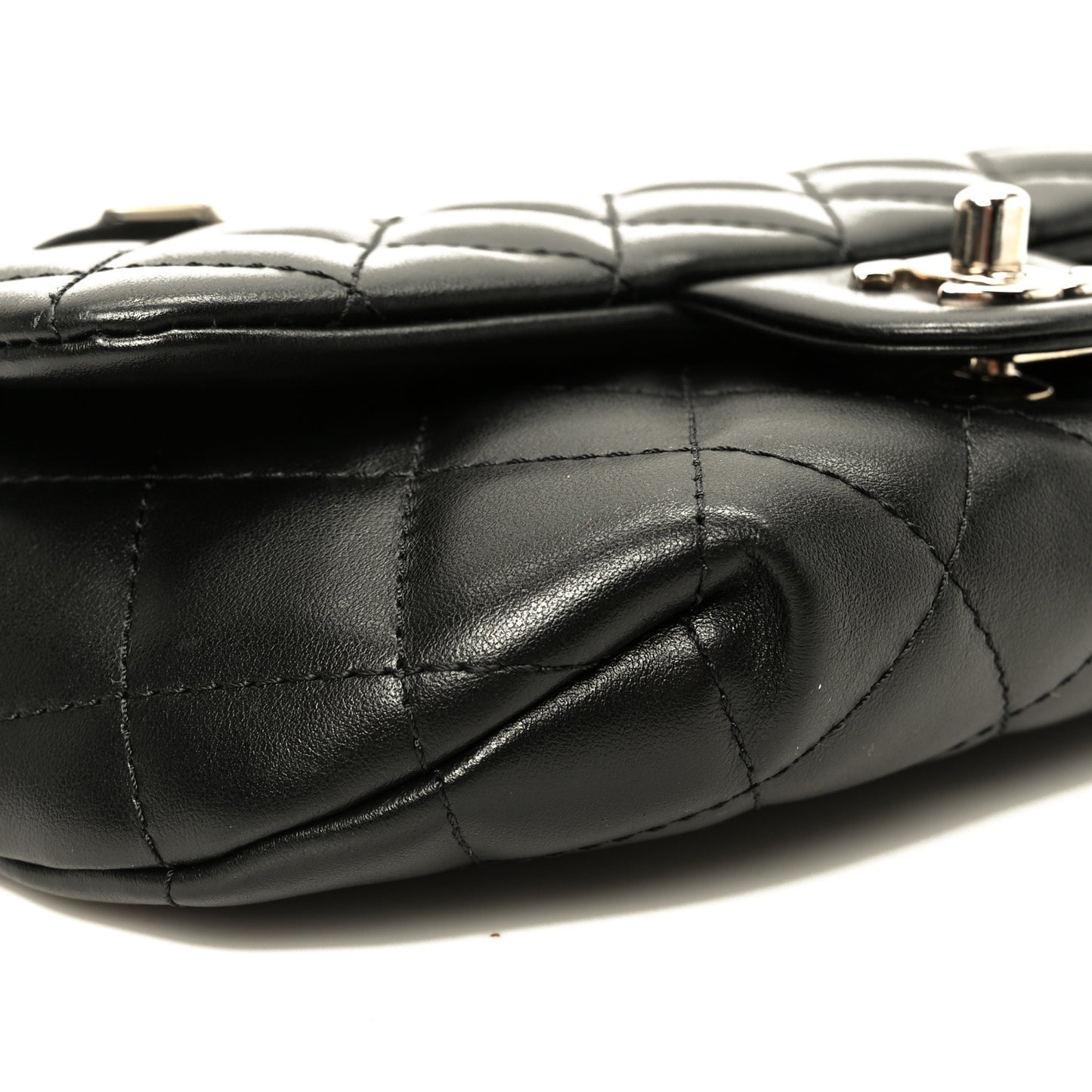 Calfskin Quilted CC Uniform Flap Belt Bag Black